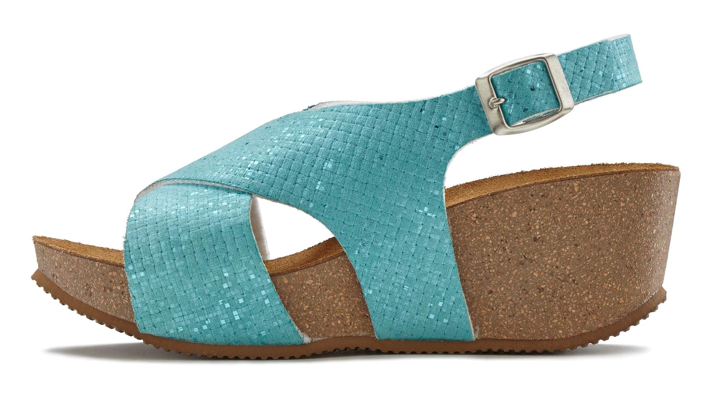 LASCANA Sandalette »Sommerschuh«, Sommerschuh mit Keilabsatz und Korkfußbett