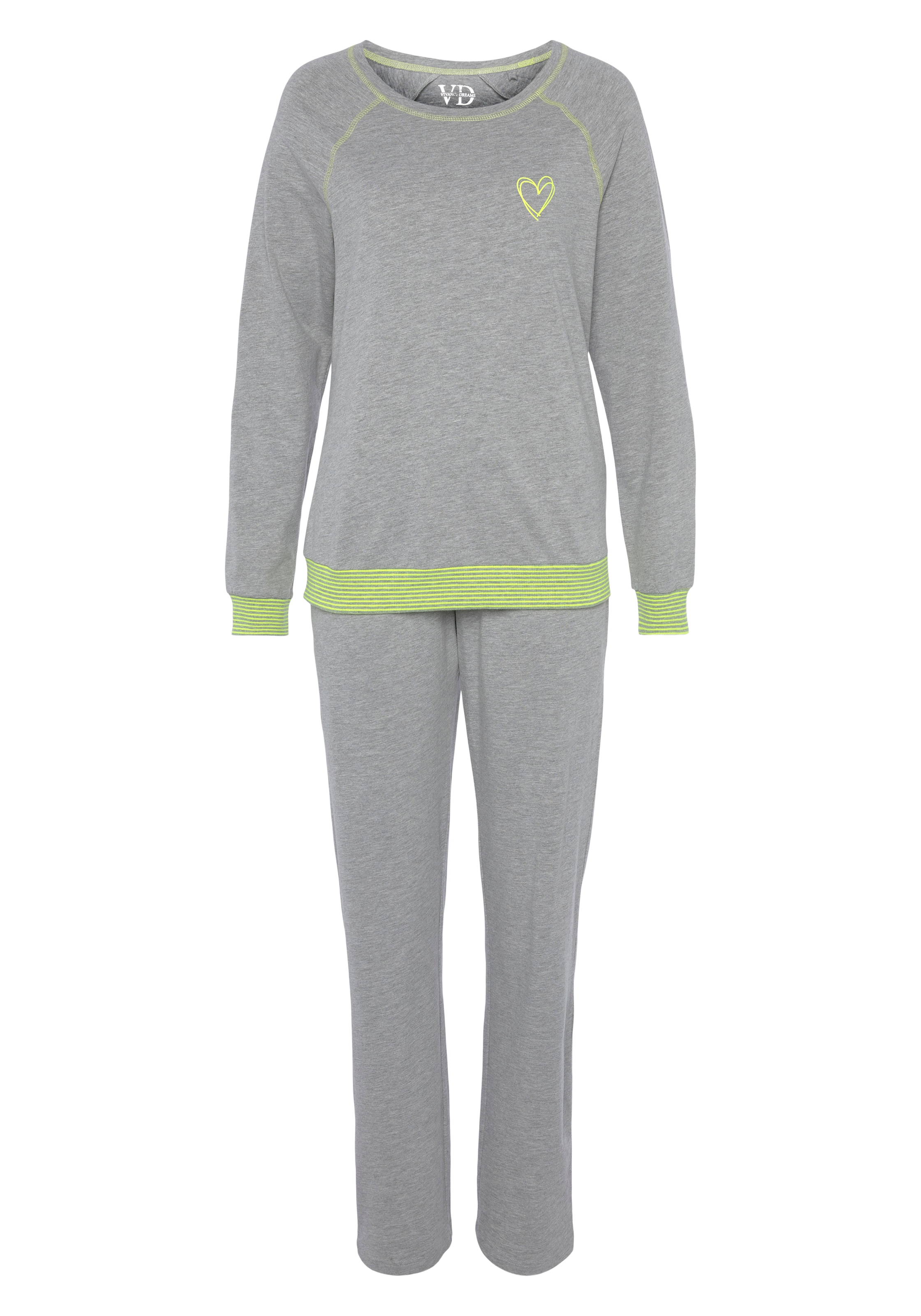 Vivance Dreams Pyjama 2 Stk. tlg., mit dekorativen Flatlock-Nähten in Neonfarben