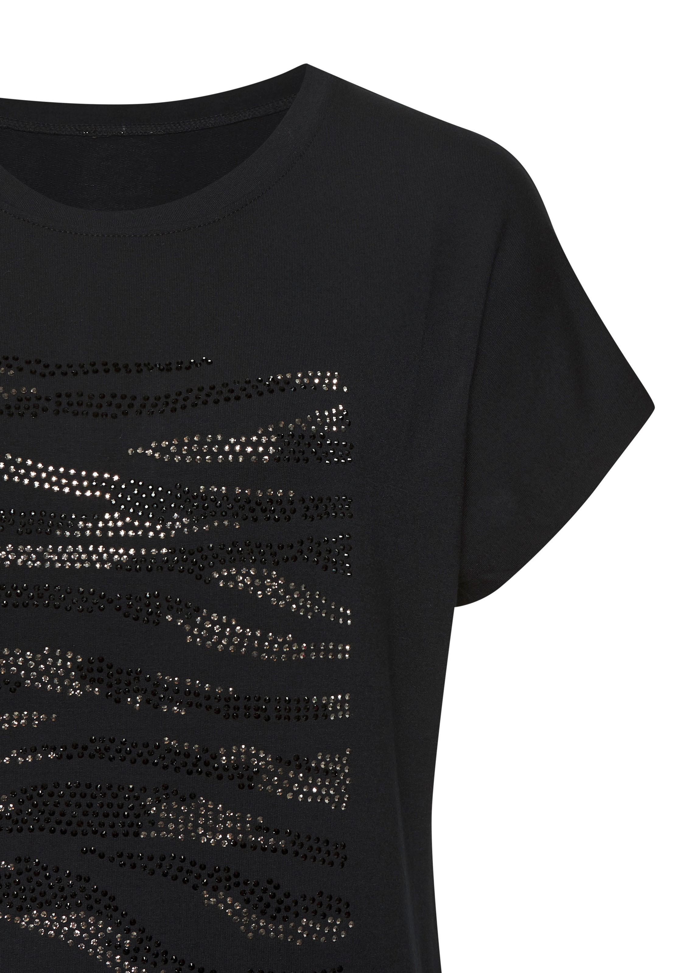 LASCANA Rundhalsshirt »mit Strass-Dessin«, aus hochwertiger French Terry-Qualität aus Viskose