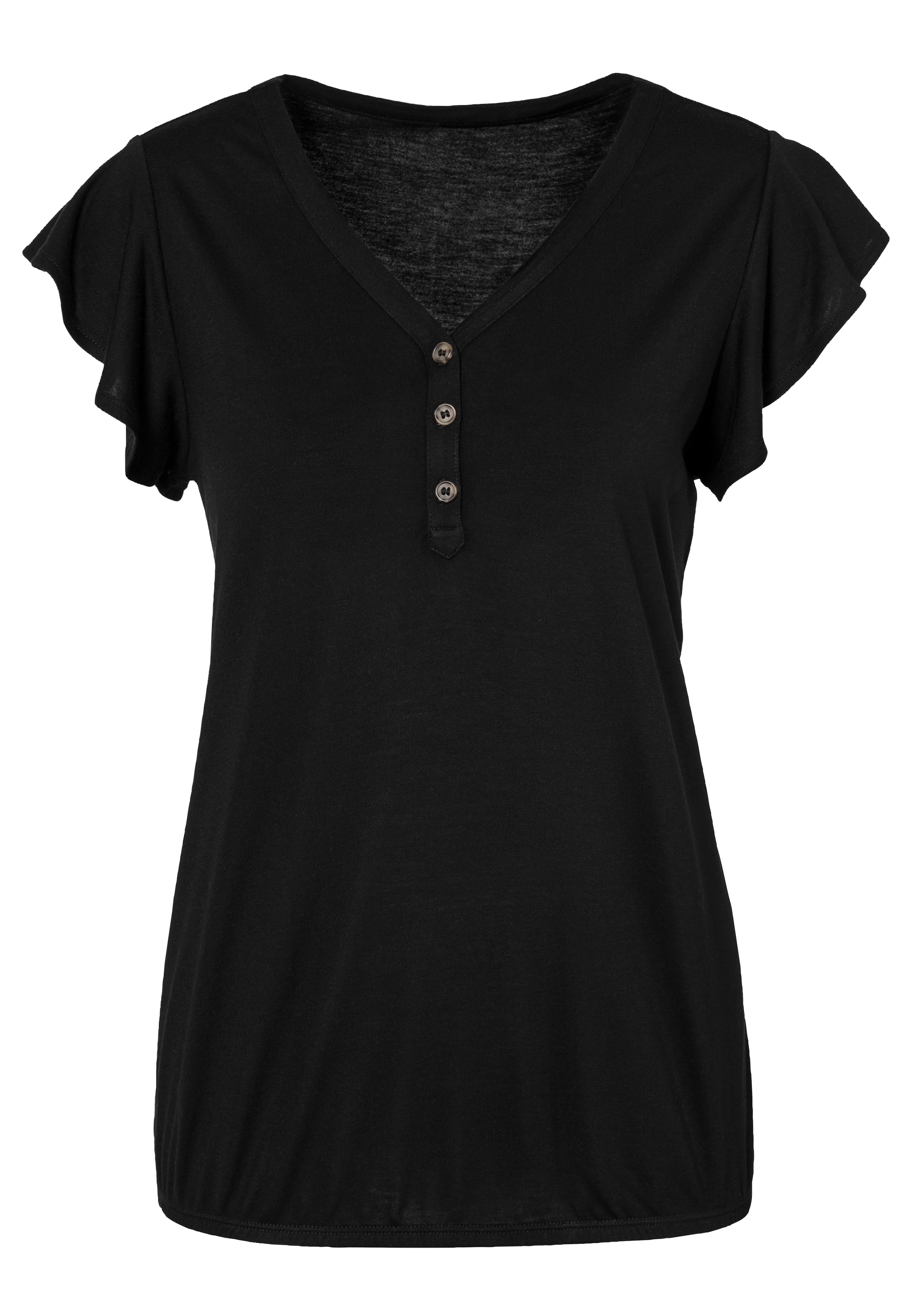 LASCANA Shirttop »mit Knopfleiste und Flügelärmelchen«, (2er-Pack), aus weicher Viskose-Qualität