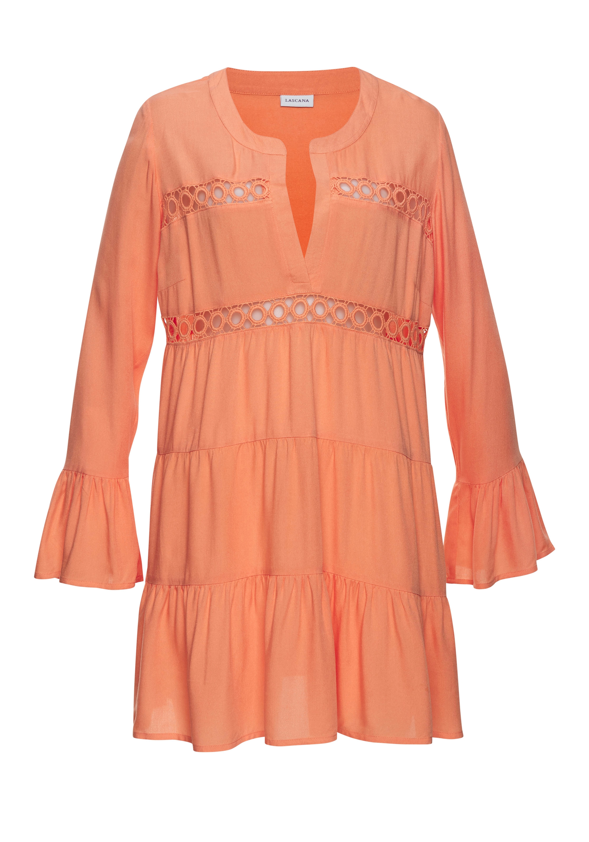 LASCANA Longbluse, mit Spitzeneinsätzen, Tunika, Blusenkleid, Strandmode