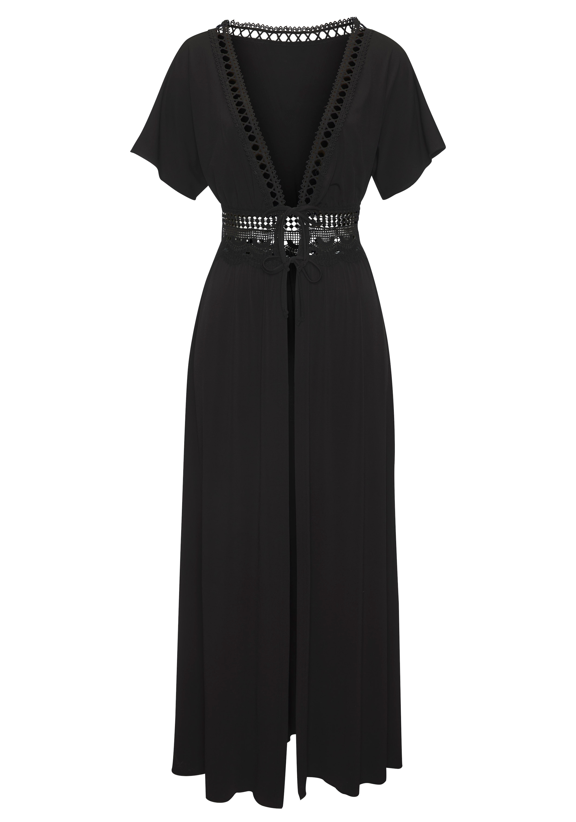 LASCANA Strandkleid, mit Spitzeneinsätzen, bügelfreie Qualität