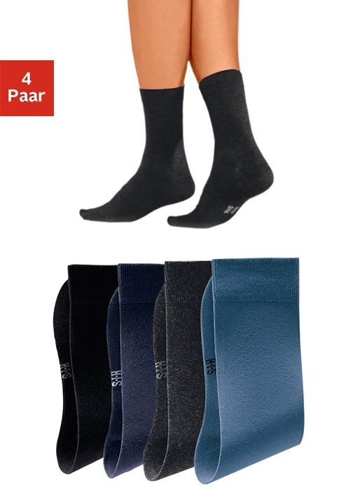 H.I.S Basicsocken, (Packung, 4 Paar), mit hohem Baumwollanteil