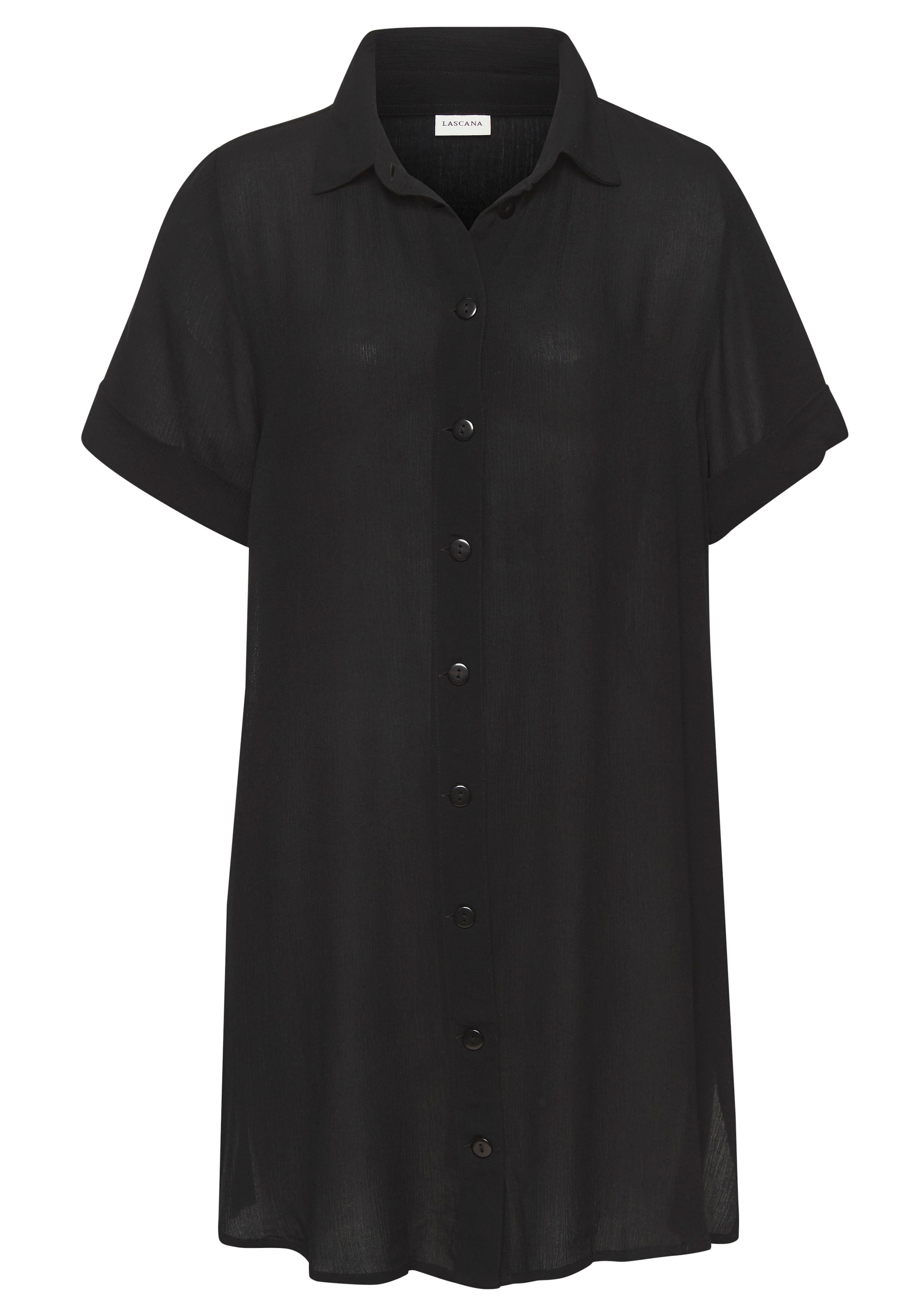 LASCANA Longbluse, mit Knopfleiste, Kurzarmbluse, Blusenkleid, sommerlich