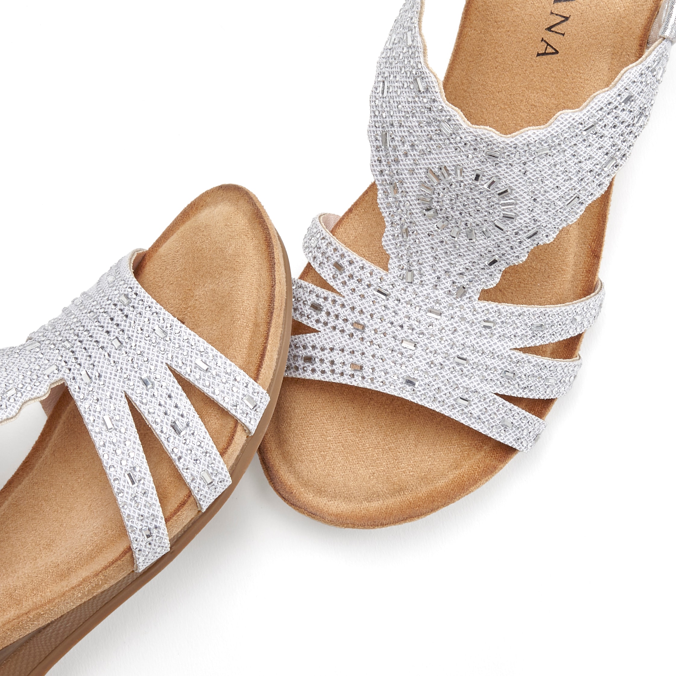 LASCANA Sandalette »Sommerschuh«, Sandale, Sommerschuh mit Glitzerdetails und elastischem Riemchen