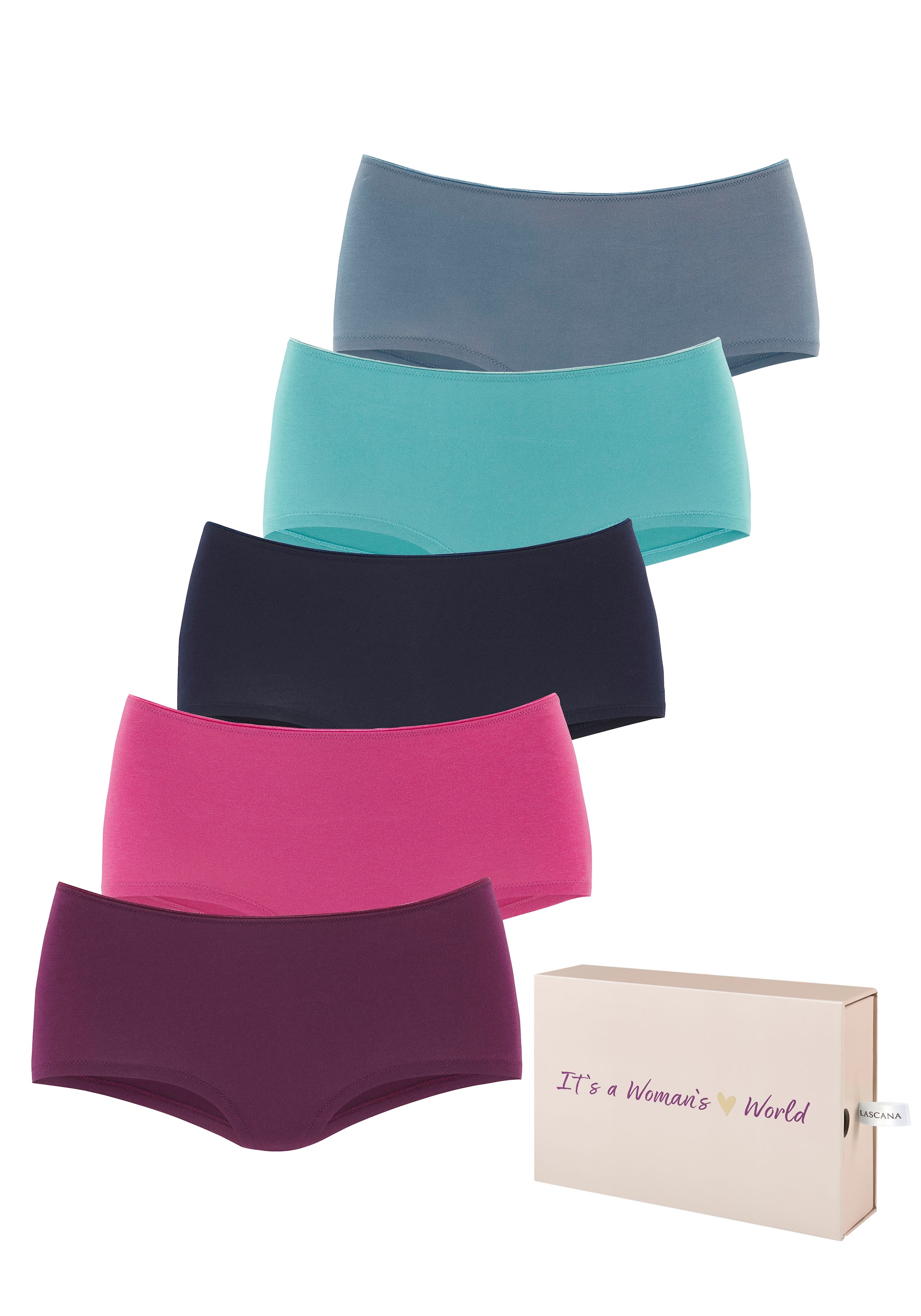LASCANA Panty, (5er-Pack), aus Baumwolle, mit schöner Aufbewahrungsbox