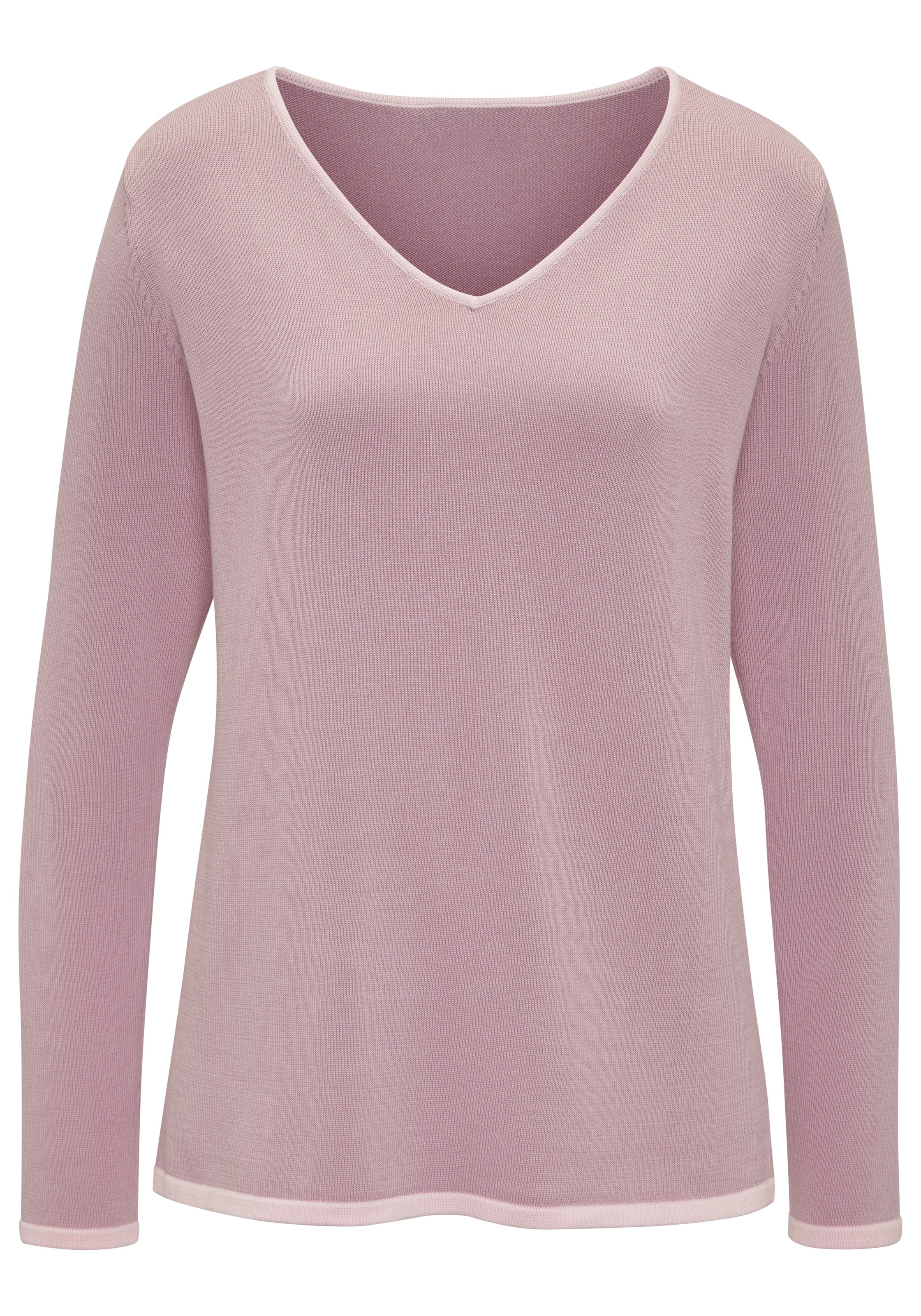 Vivance V-Ausschnitt-Pullover mit Kontrastkanten, Basic-Pullover aus weichem Feinstrick, casual