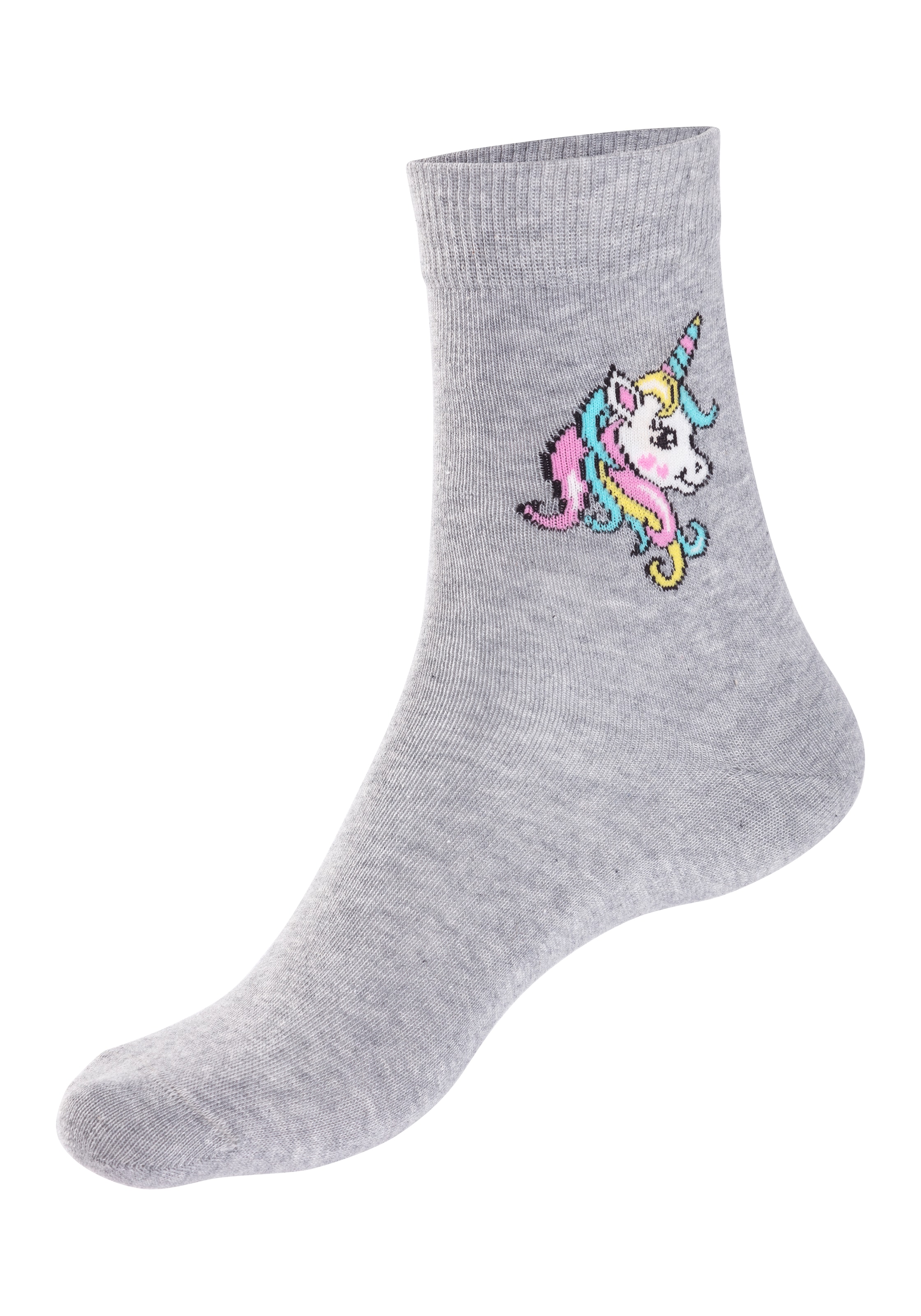 H.I.S Basicsocken Packung, 4 Paar tlg. mit Einhorn Motiven
