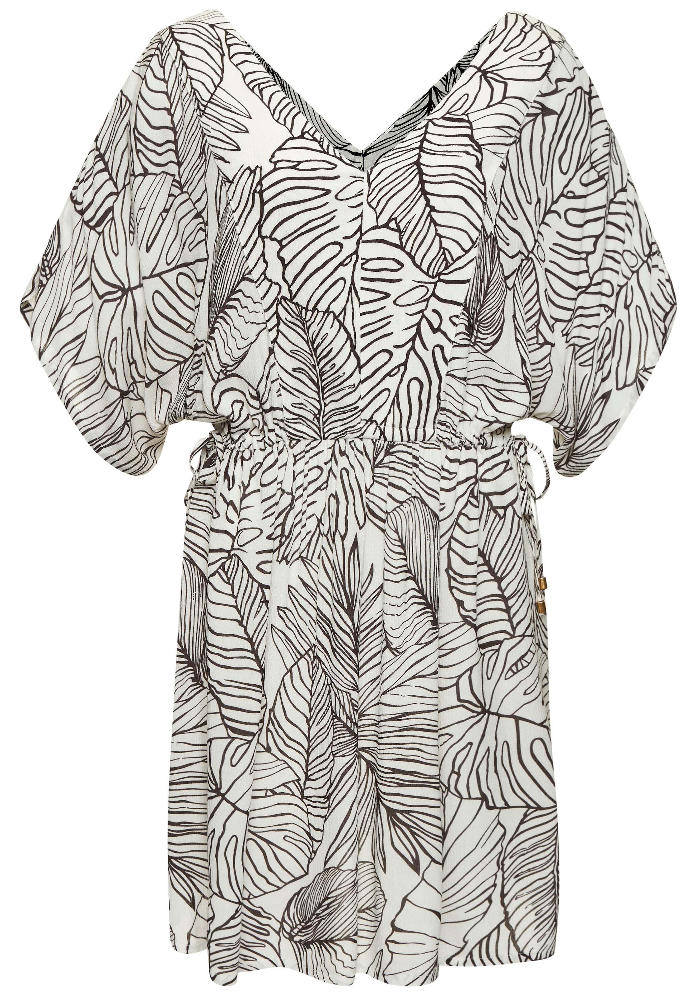 s.Oliver Longtunika, aus gekreppter Viskose, kurzes Sommerkleid, Blusenkleid, taillierbar