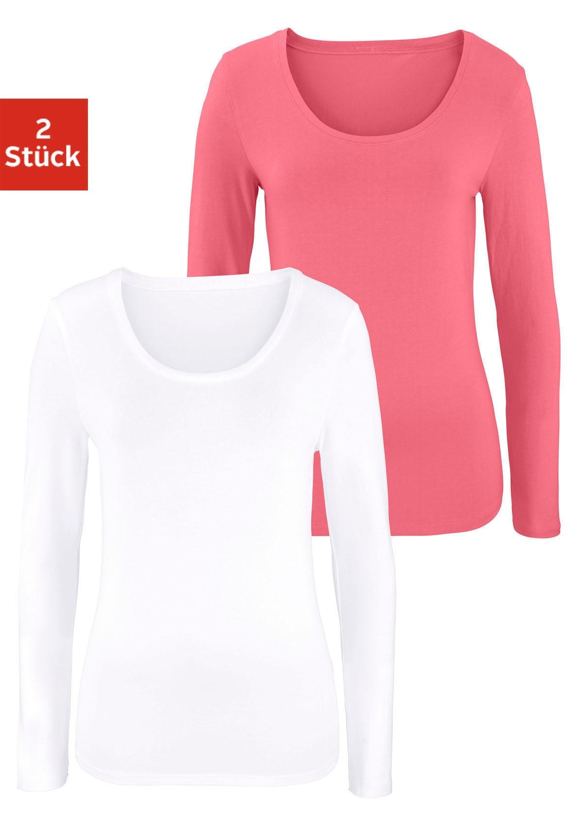 Vivance Langarmshirt »aus elastischer Baumwoll-Qualität«, (2er-Pack)