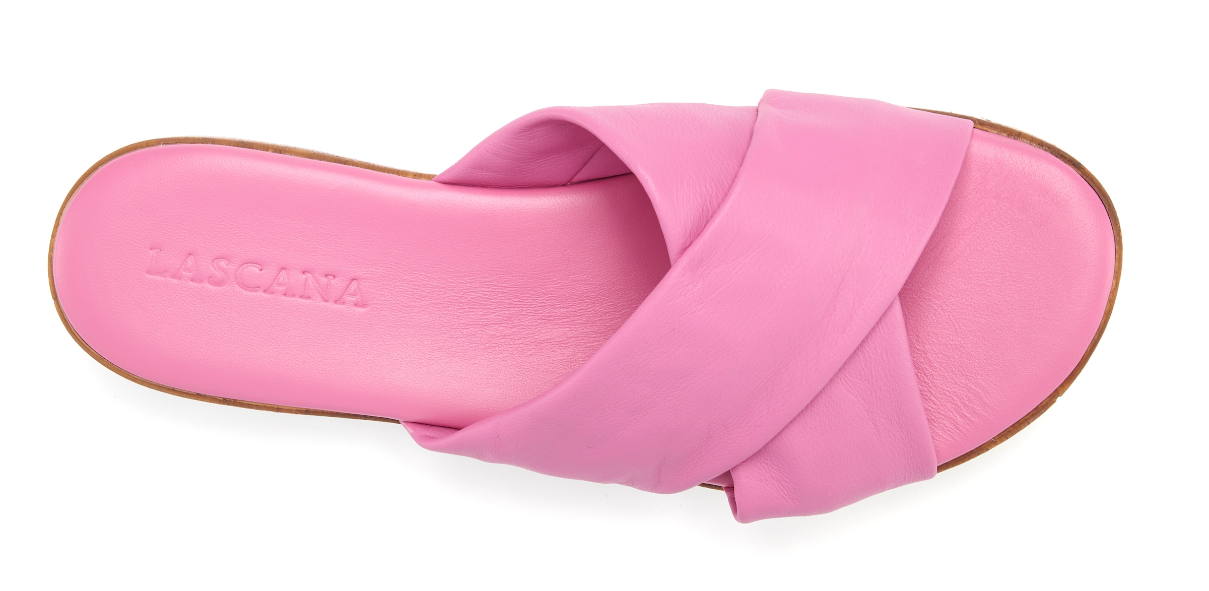 LASCANA Pantolette »Sandale, Sommerschuh, Mule, offener Schuh,«  aus Leder mit dezentem Keilabsatz