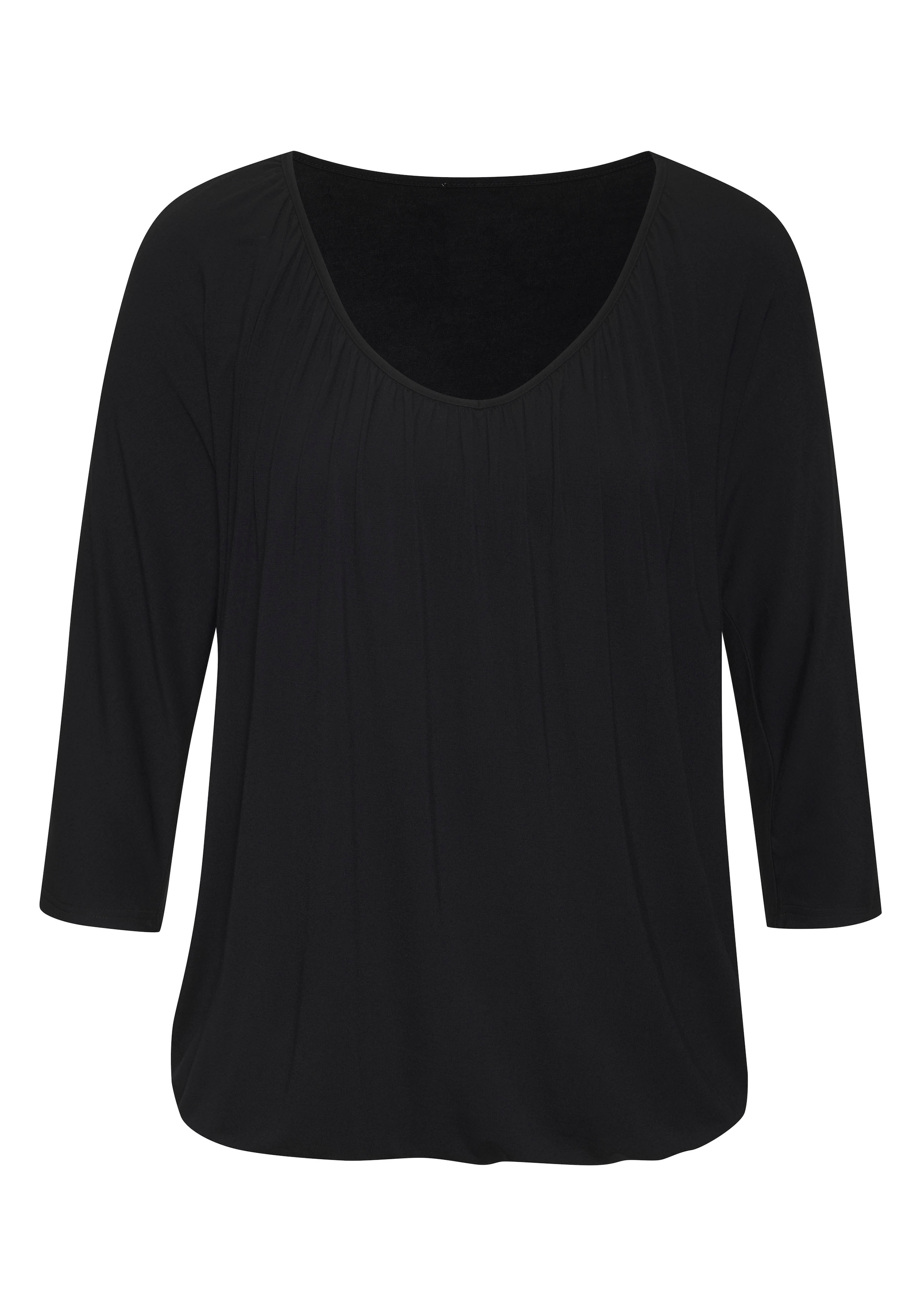 LASCANA 3/4-Arm-Shirt »mit zarter Raffung am Ausschnitt«, (2er-Pack), aus weichem Viskose-Stretch
