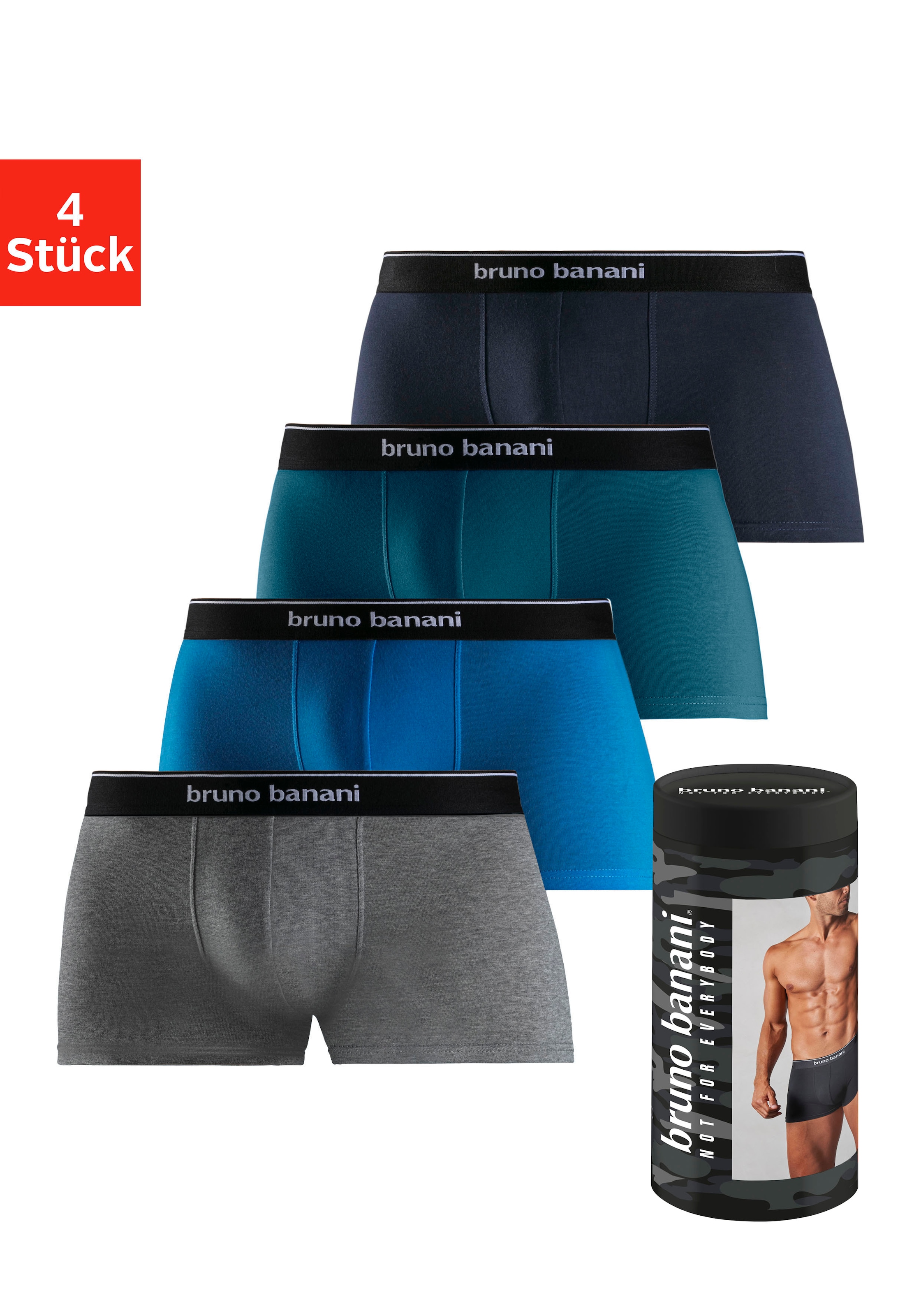 Bruno Banani Boxer »Boxershorts für Herren«, (Dose, 4 St.), in der Dose verpackt