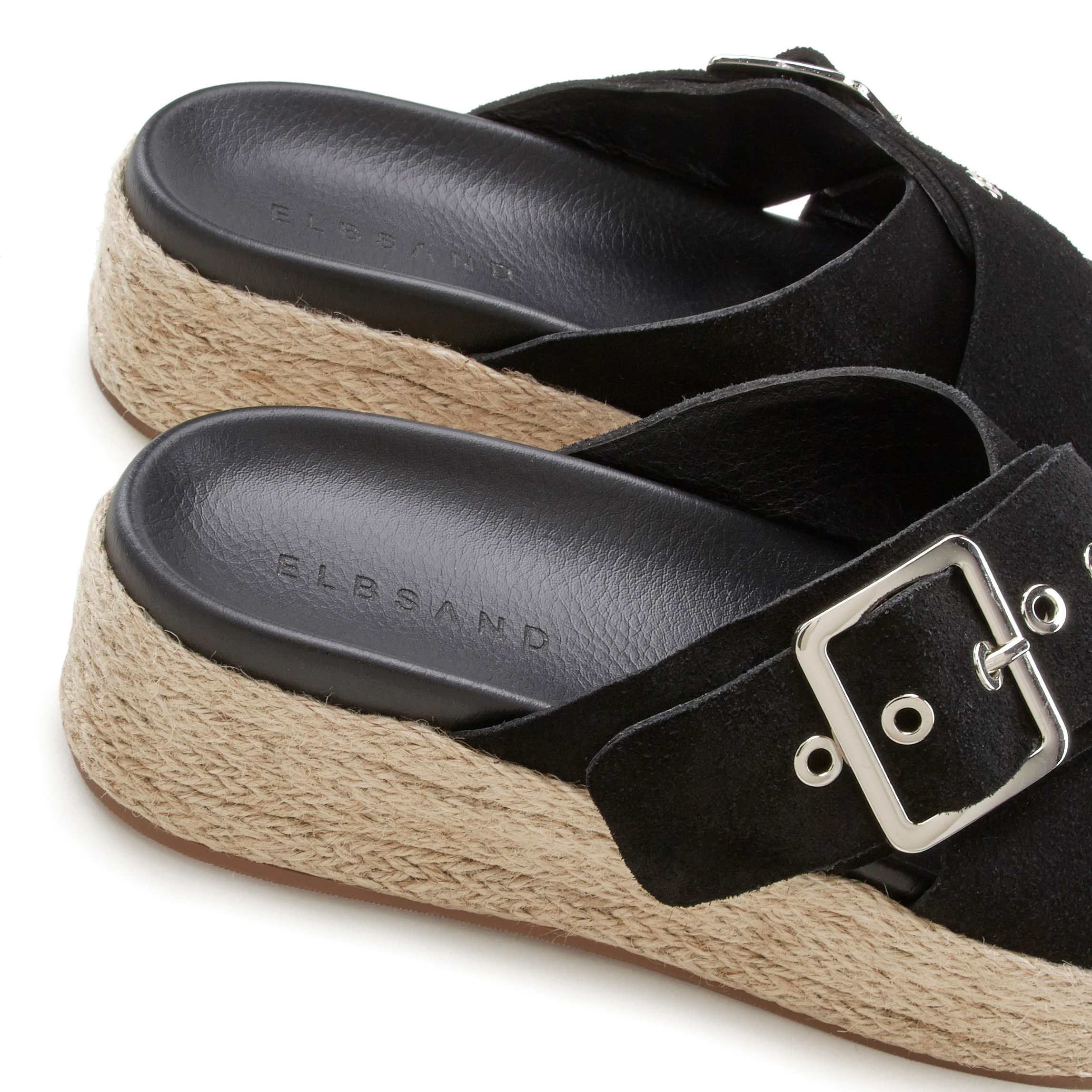 Elbsand Pantolette, Mule, Sandale, offener Schuh mit Plateauabsatz aus Leder