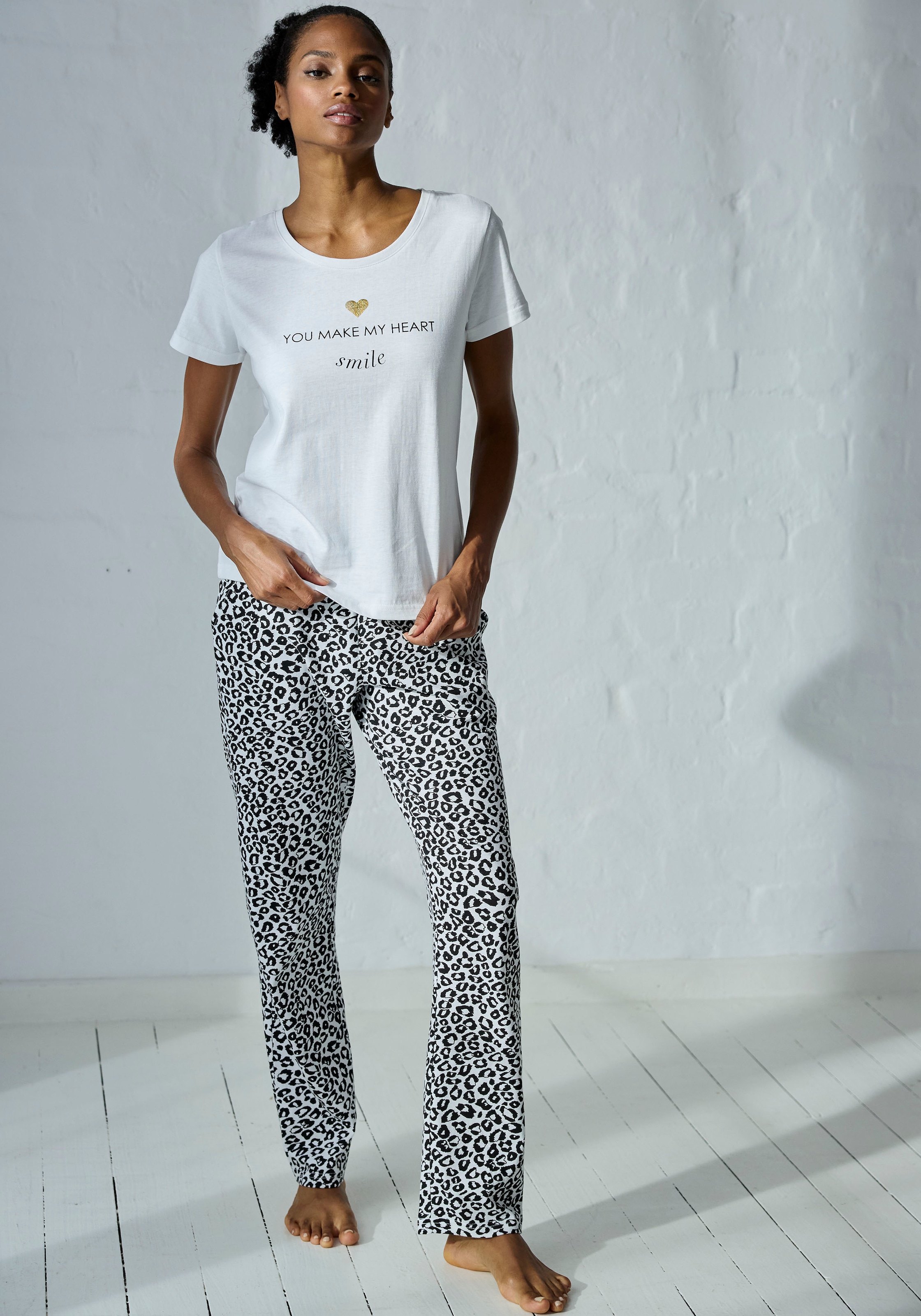Vivance Dreams Pyjamahose, mit Schwarz-Weiß-Druck