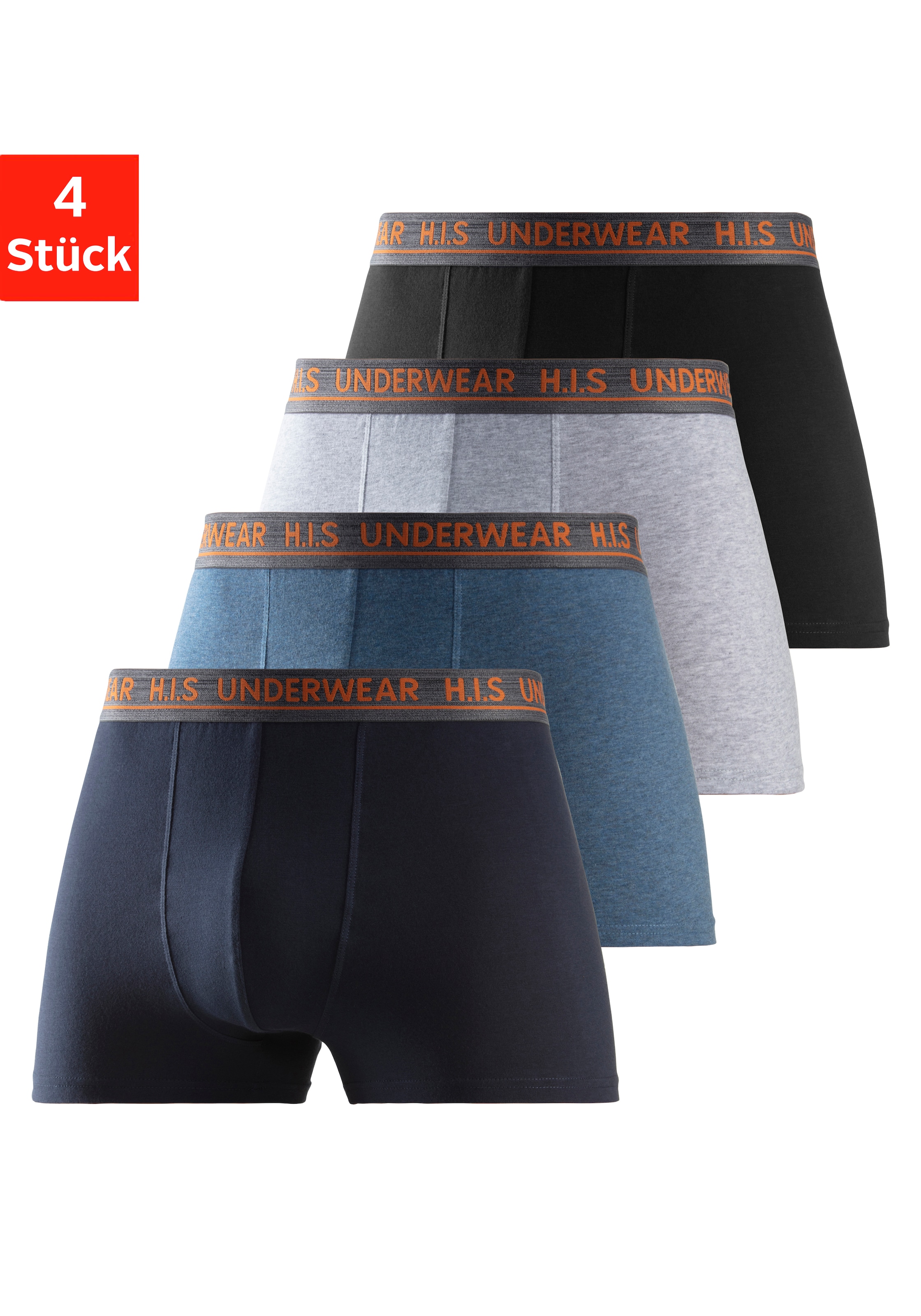 H.I.S Boxer »Boxershorts für Herren«, (Packung, 4 St.), mit bequemem Stretchbündchen