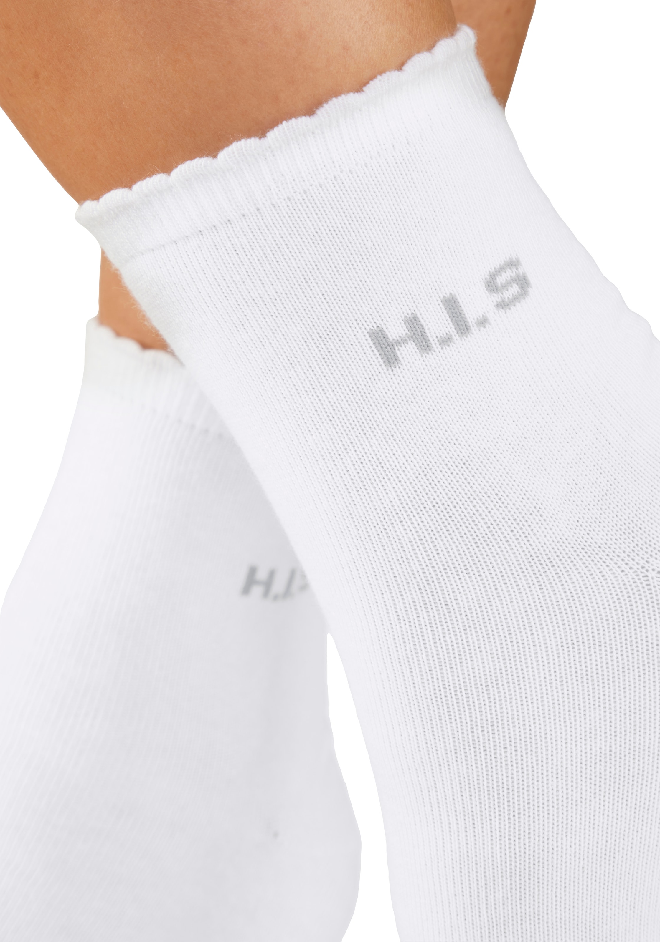 H.I.S Kurzsocken »Damen uni und meliert für die ganze Woche« Packung, 7 Paar tlg. mit gewelltem Bündchen