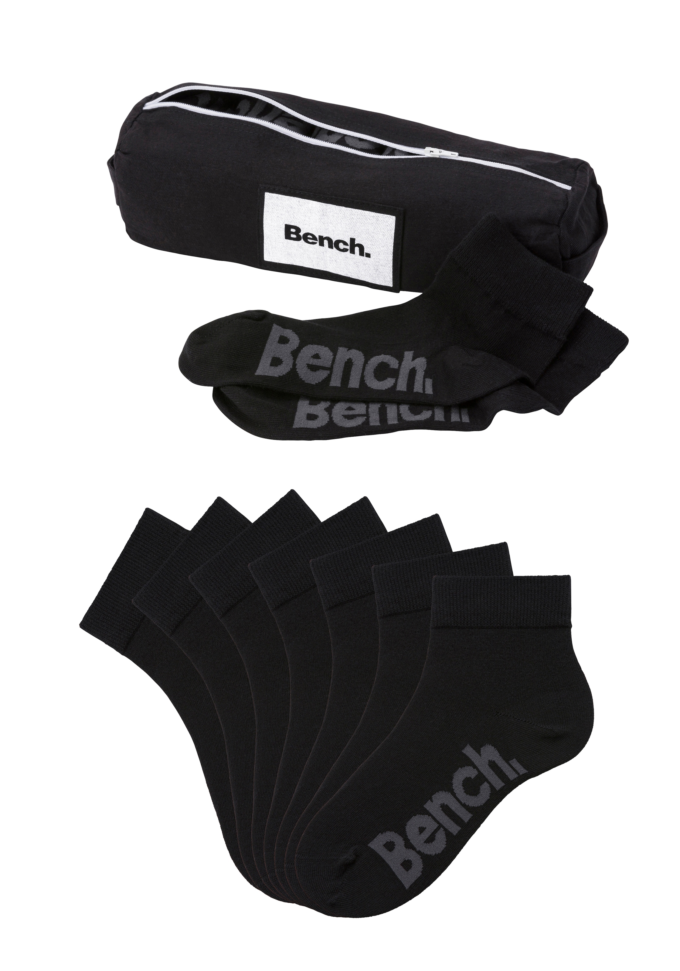 Bench. Kurzsocken, (Federtasche, 7 Paar), in ansprechendem Mäppchen mit Reißverschluss