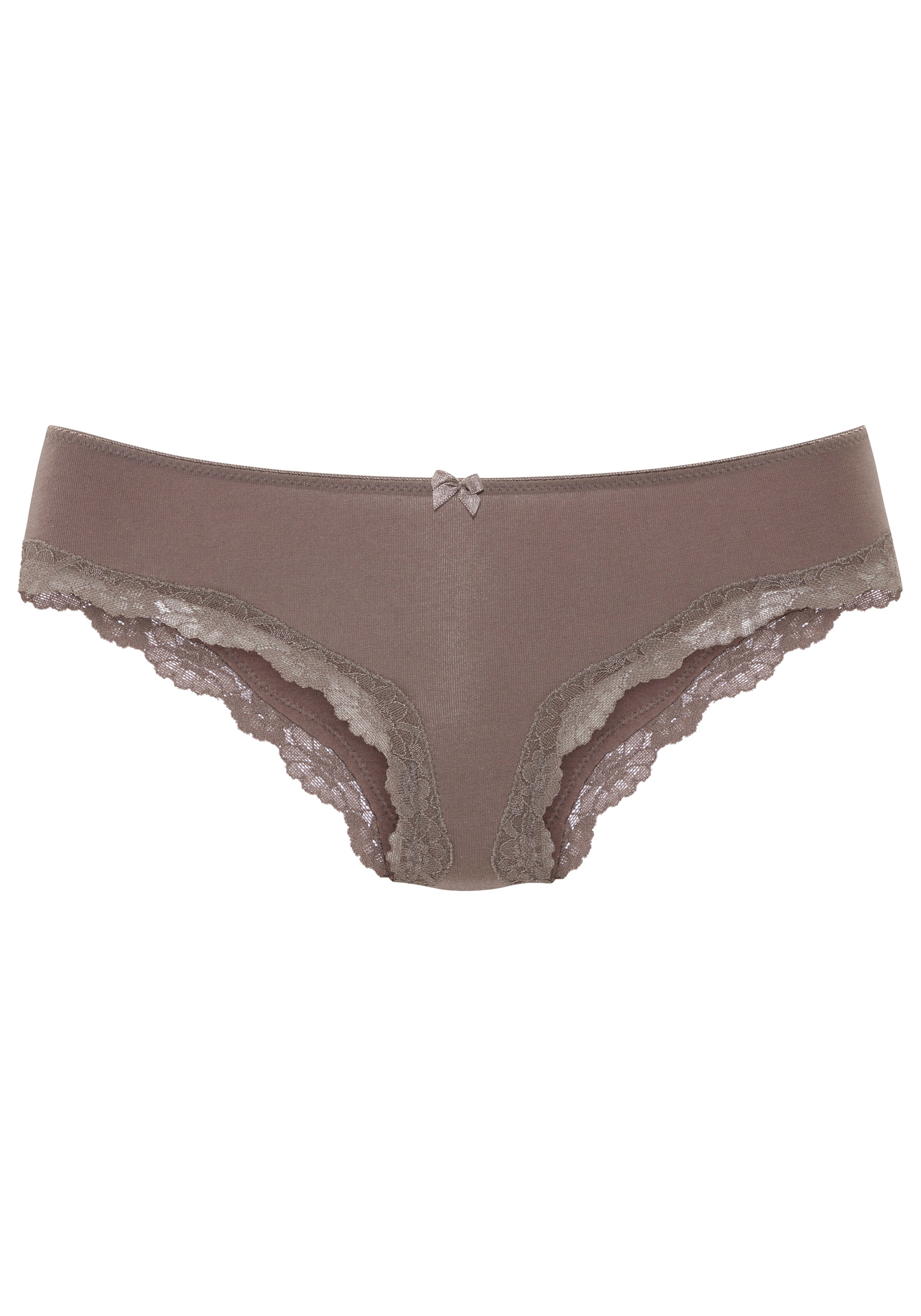 LASCANA Slip 3er-Pack,  aus elastischer Baumwolle mit zarter Spitze