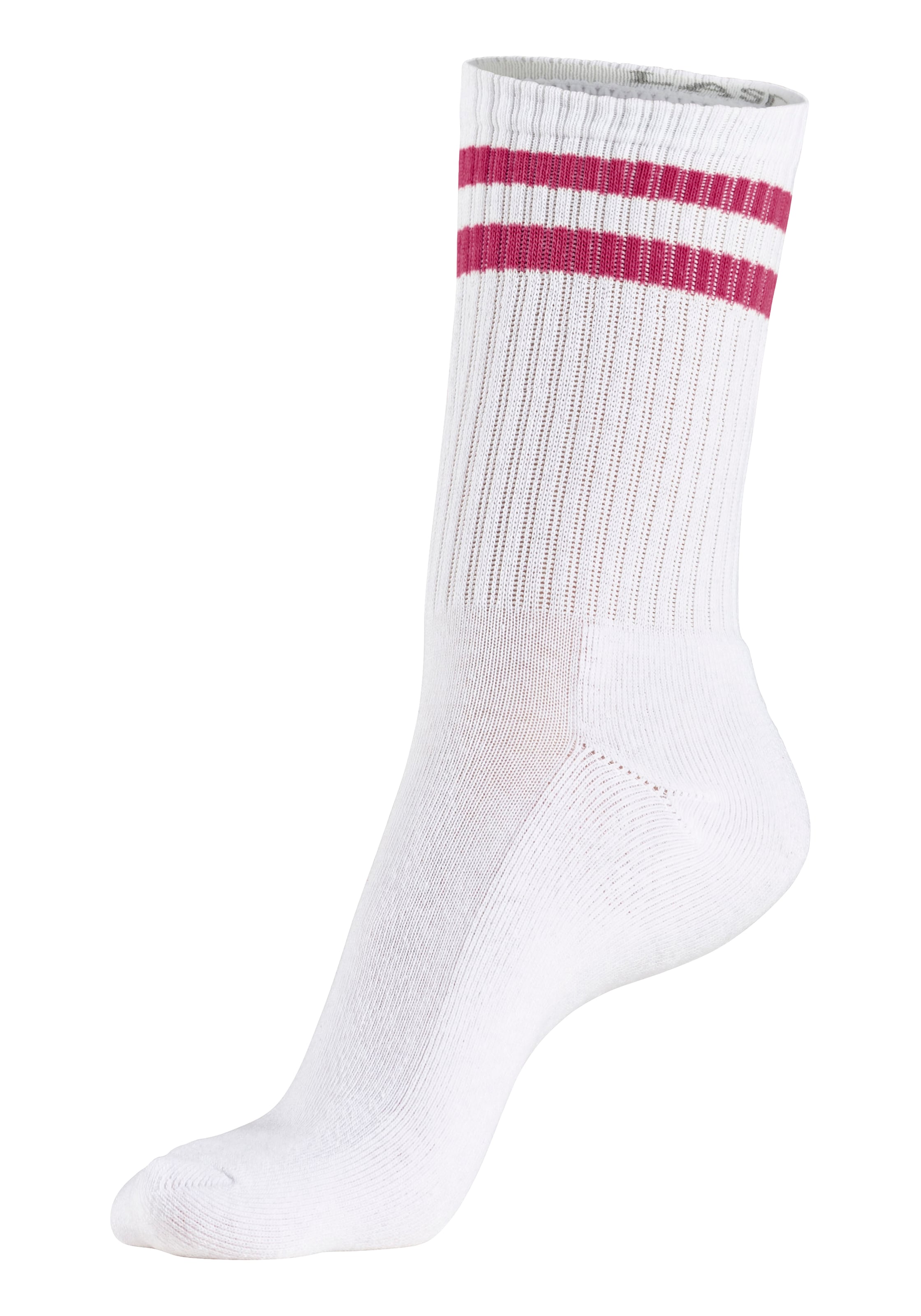 LASCANA Tennissocken, (Packung, 3 Paar), mit farbigen Ringeln am Bündchen
