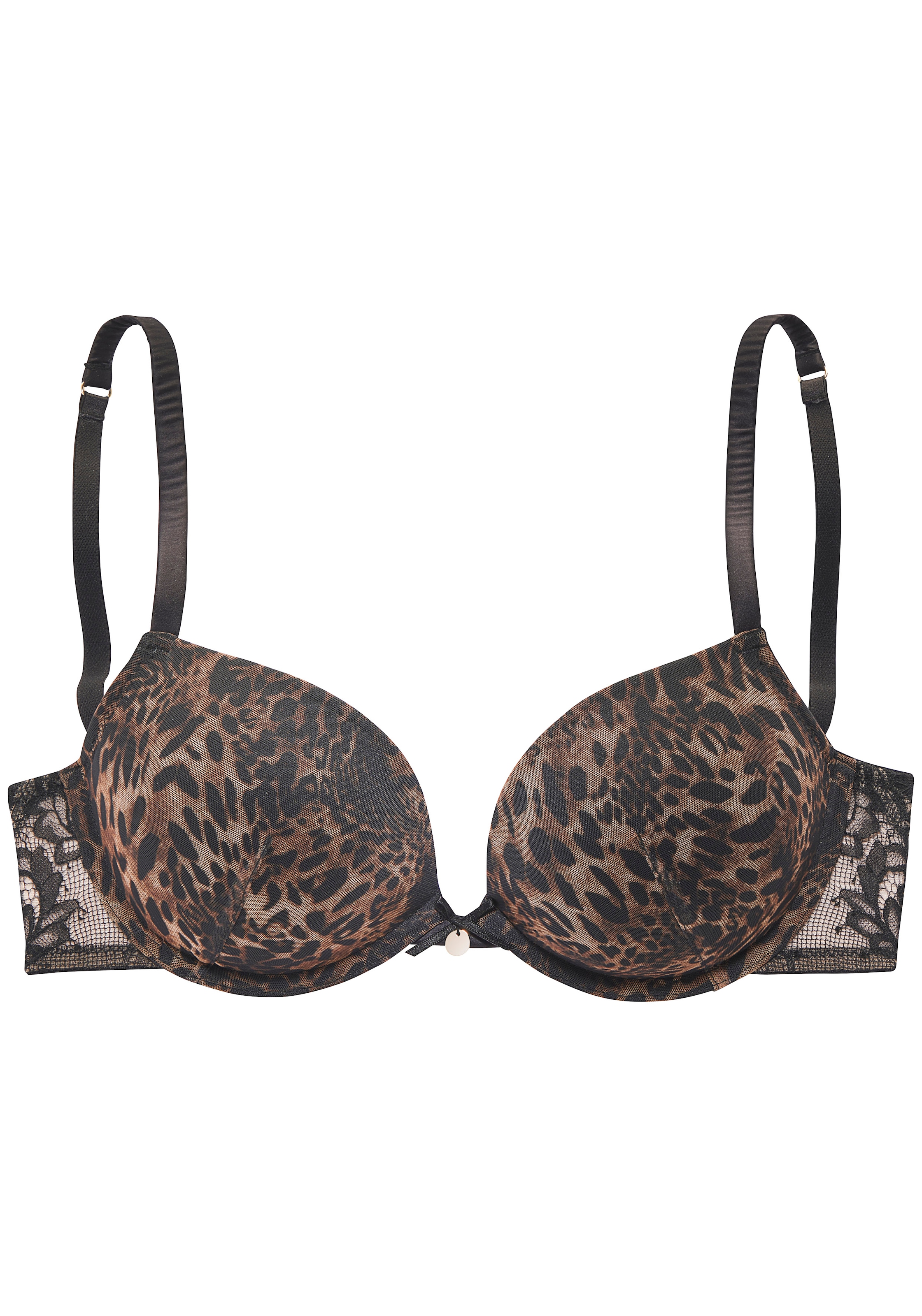 LASCANA Push-up-BH, mit Bügel aus modischem Leo-Mesh und Spitze, sexy Dessous, Reizwäsche