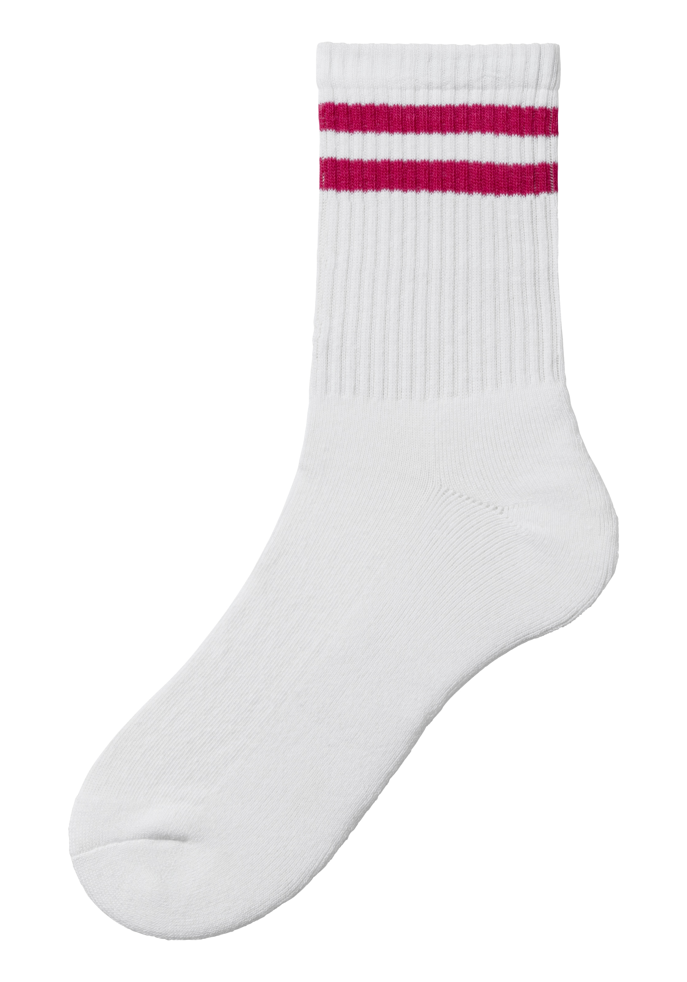 LASCANA Tennissocken, (Packung, 3 Paar), mit farbigen Ringeln am Bündchen
