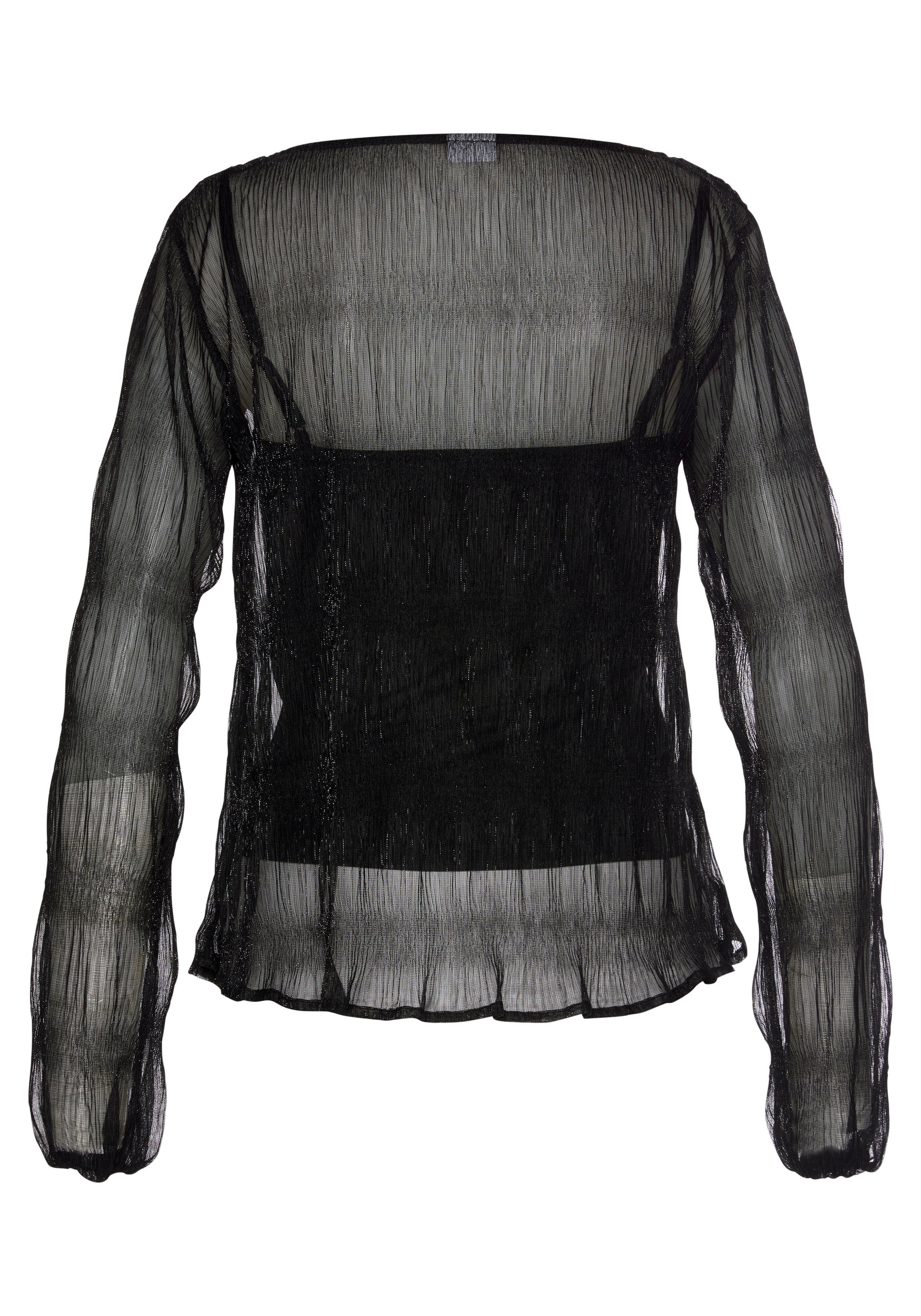 LASCANA Langarmbluse, (Set, mit Top), in transparentem Metallic-Look