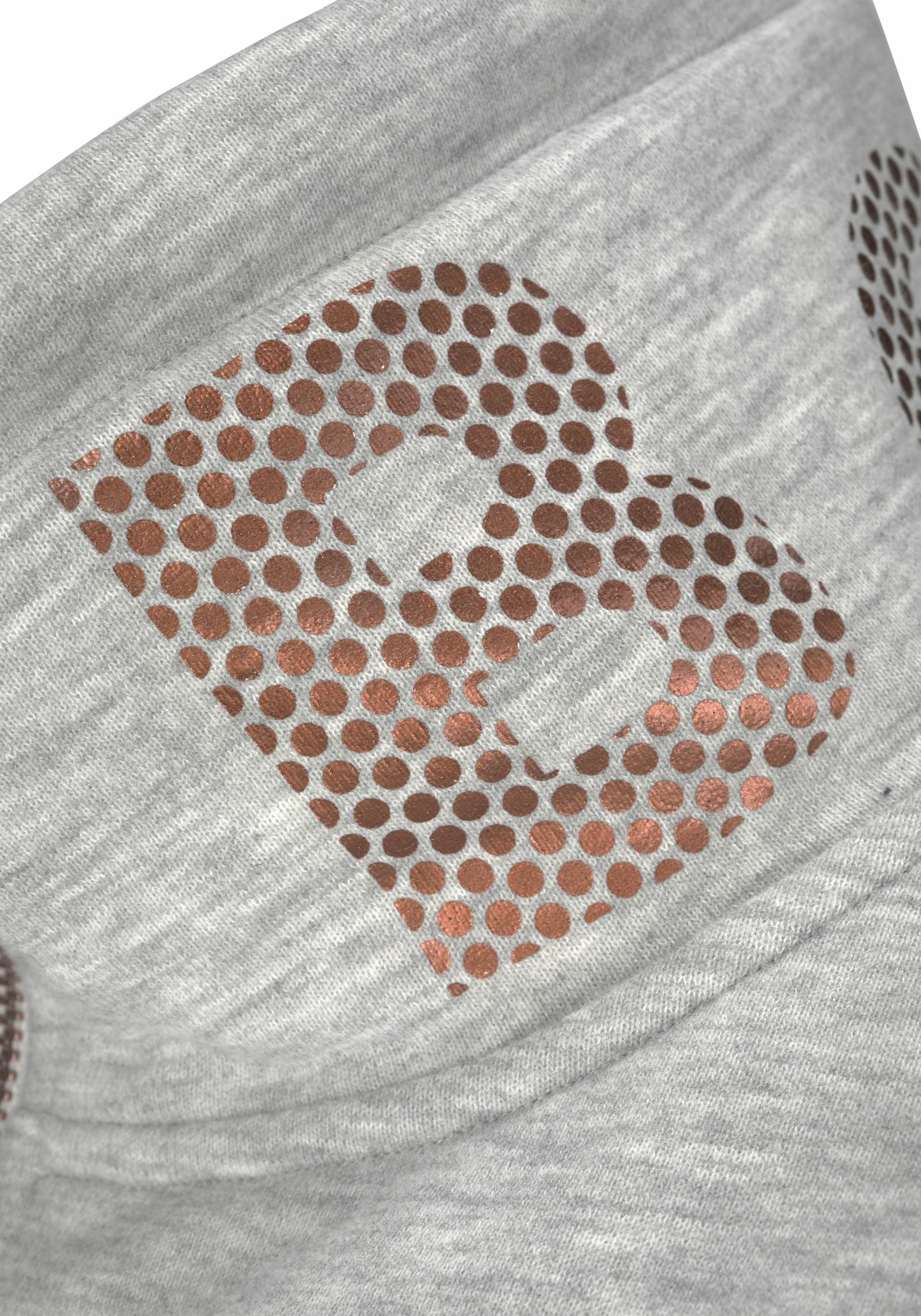 Bench. Sweatjacke mit Glanzprint am Stehkragen, Loungeanzug