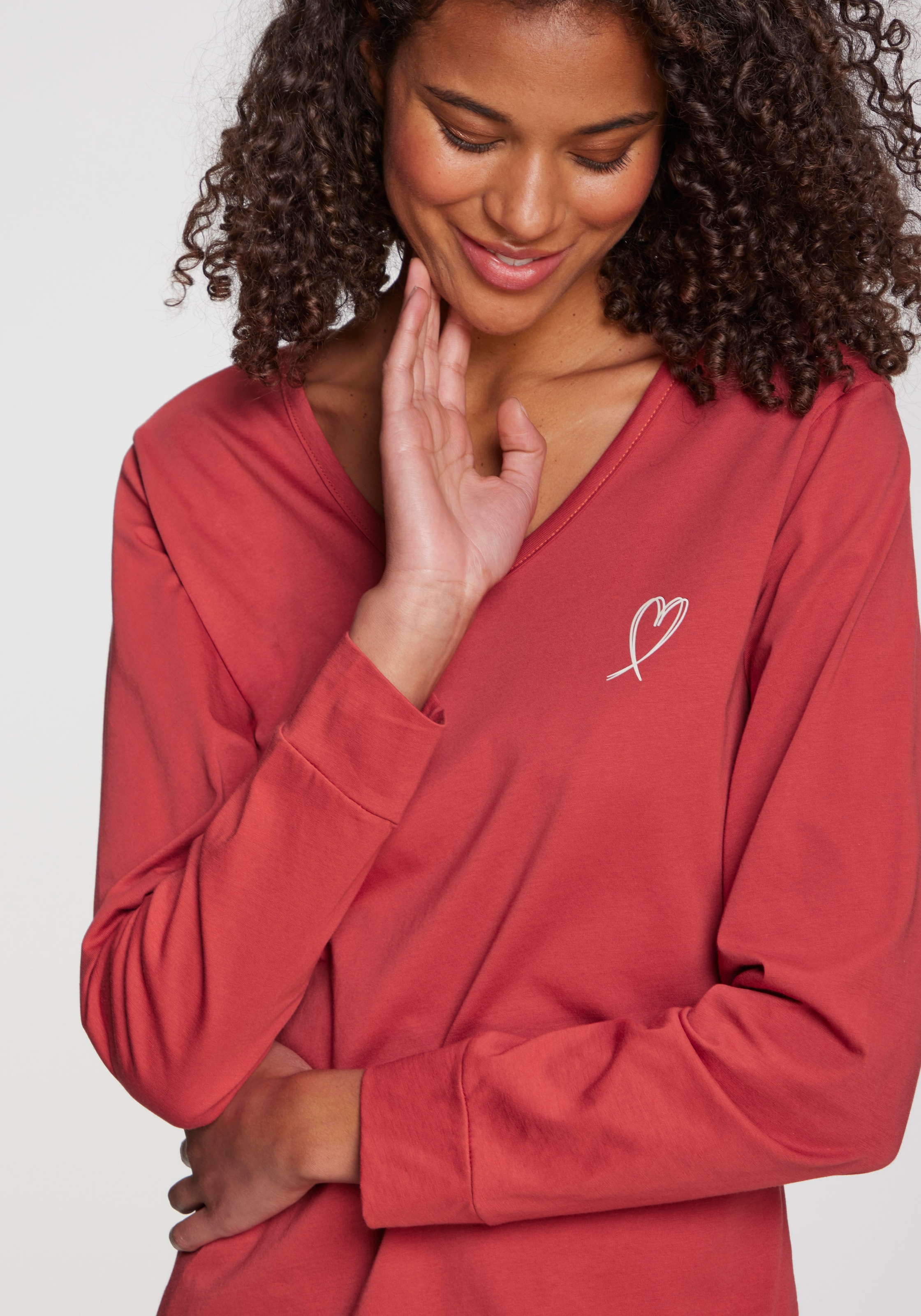 Vivance Dreams Pyjamaoberteil 1-teilig,  mit kleinem Herzprint