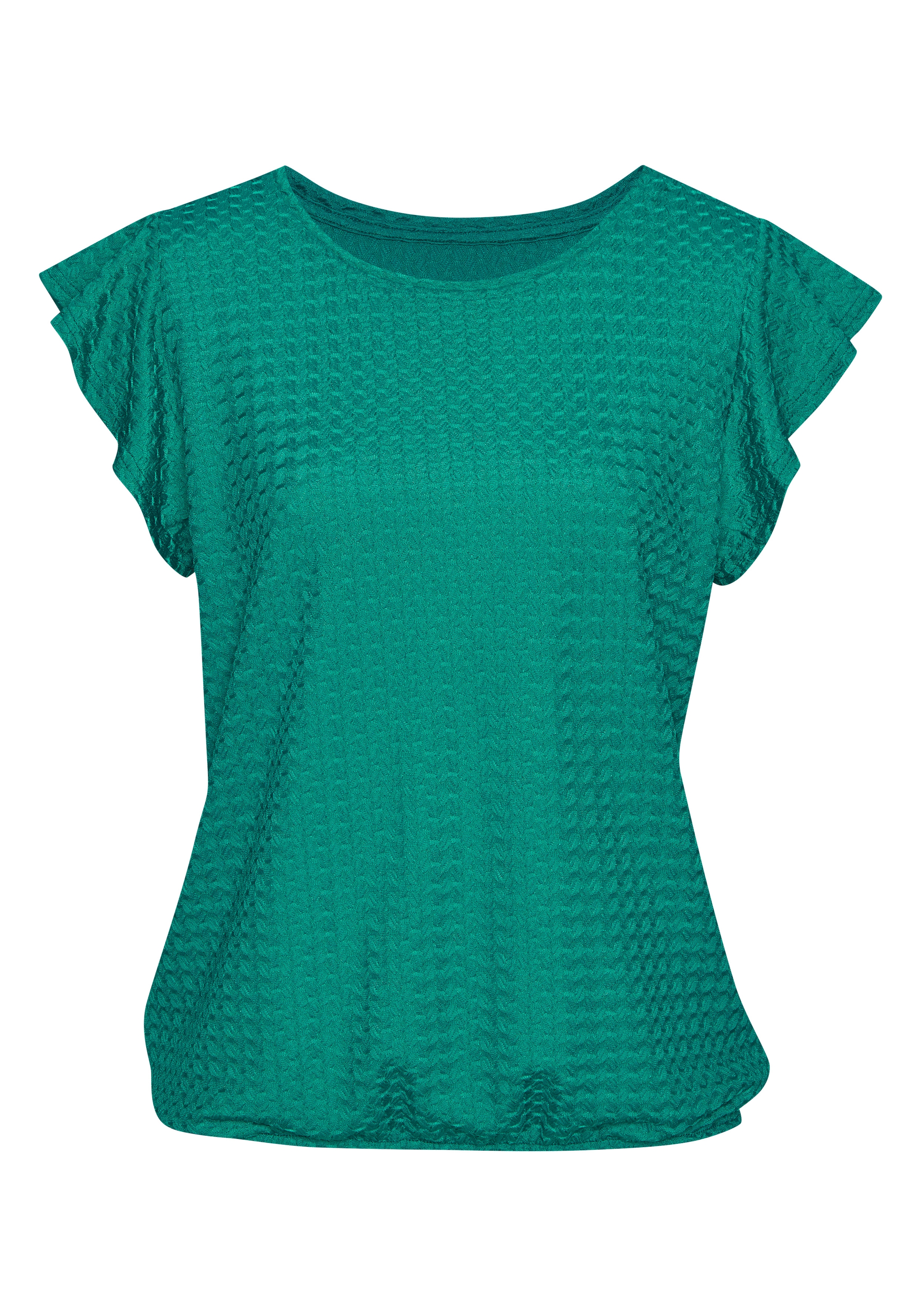 LASCANA T-Shirt »mit modischer Struktur« Sommerliches T-Shirt aus bügelfreie Polyester-Qualität
