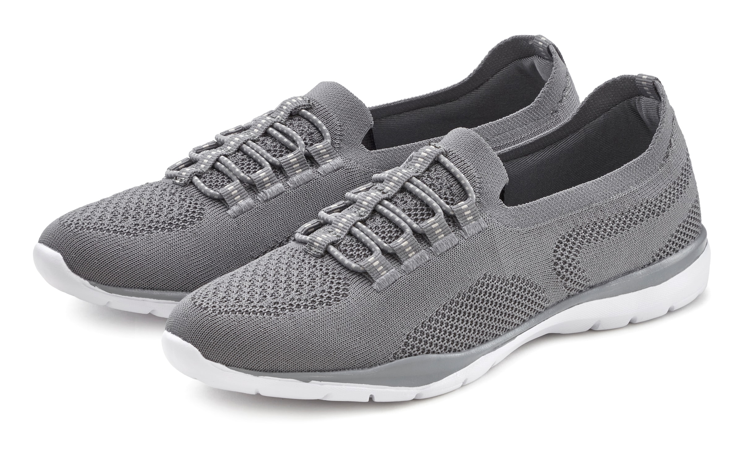 LASCANA Sneaker »Slipper, Halbschuh, leichtes Meshmaterial«, zum Reinschlüpfen mit elastischen Schnürbändern VEGAN