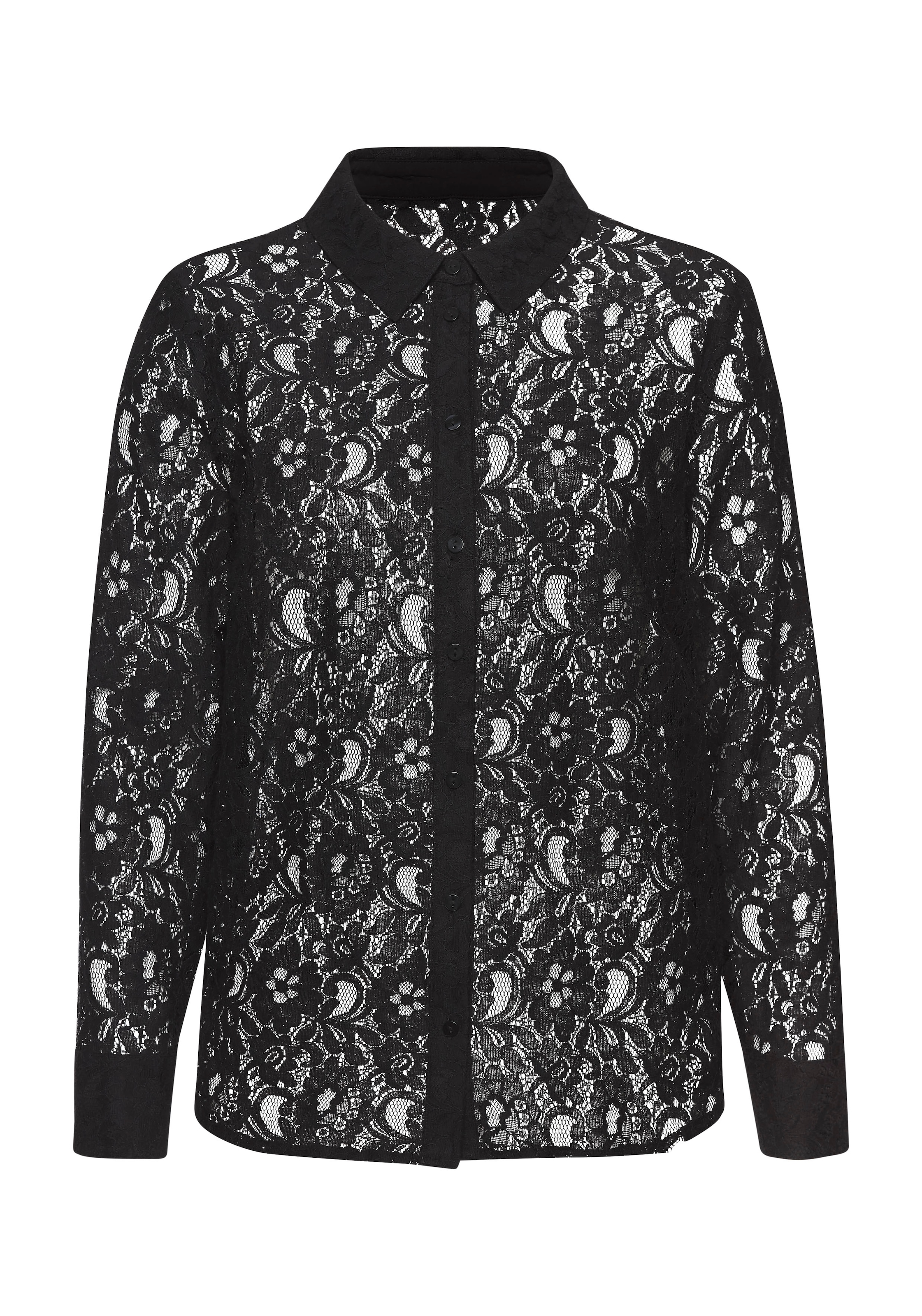LASCANA Spitzenbluse, mit Hemdblusenkragen, Spitzenbluse, transparente Bluse, festlich
