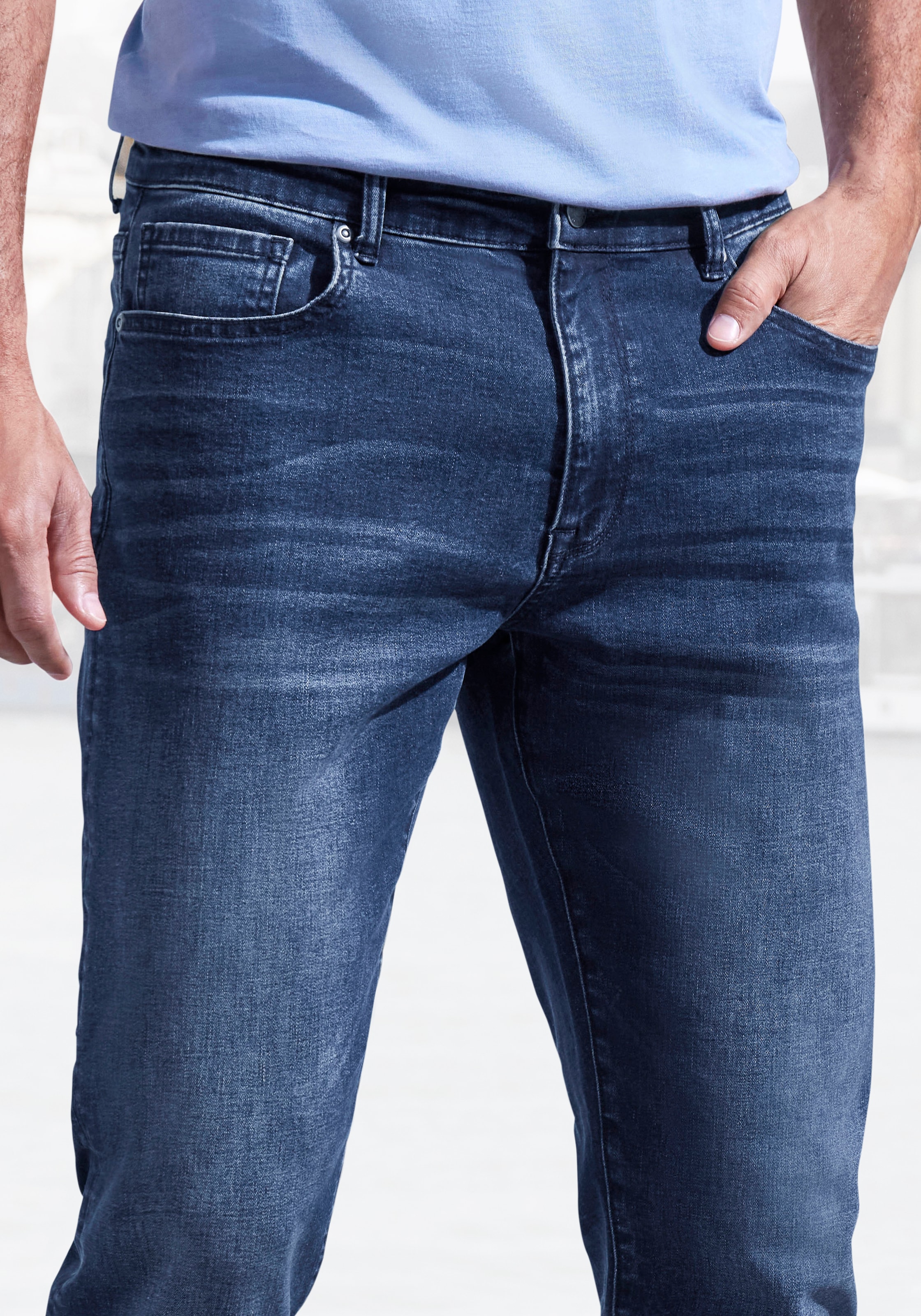 John Devin 5-Pocket-Jeans »Straight-fit Jeans«, aus elastischer Denim-Qualität