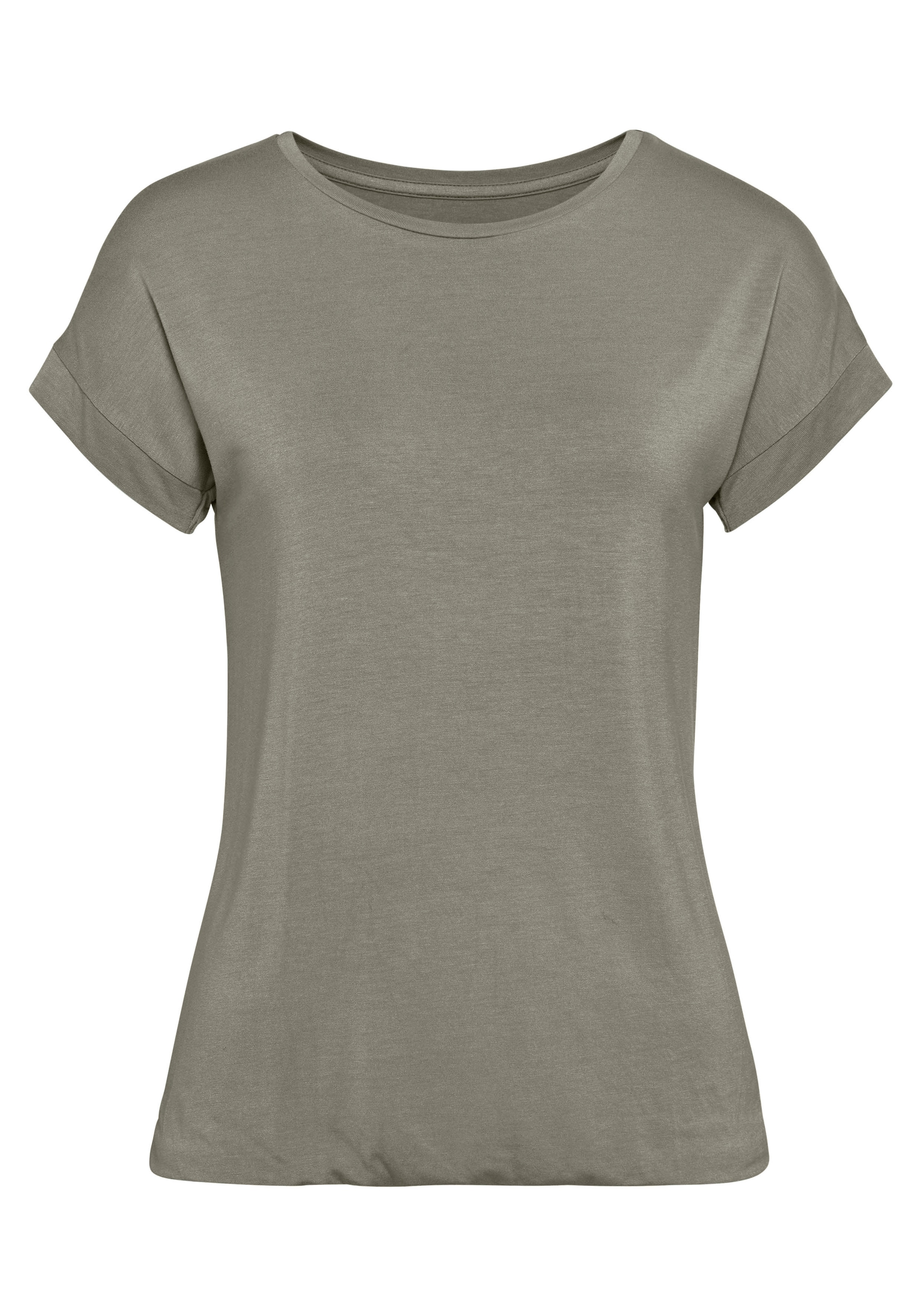 Vivance Kurzarmshirt »mit Gummizug im Bund«, (2er-Pack), aus weichem Viskose-Stretch