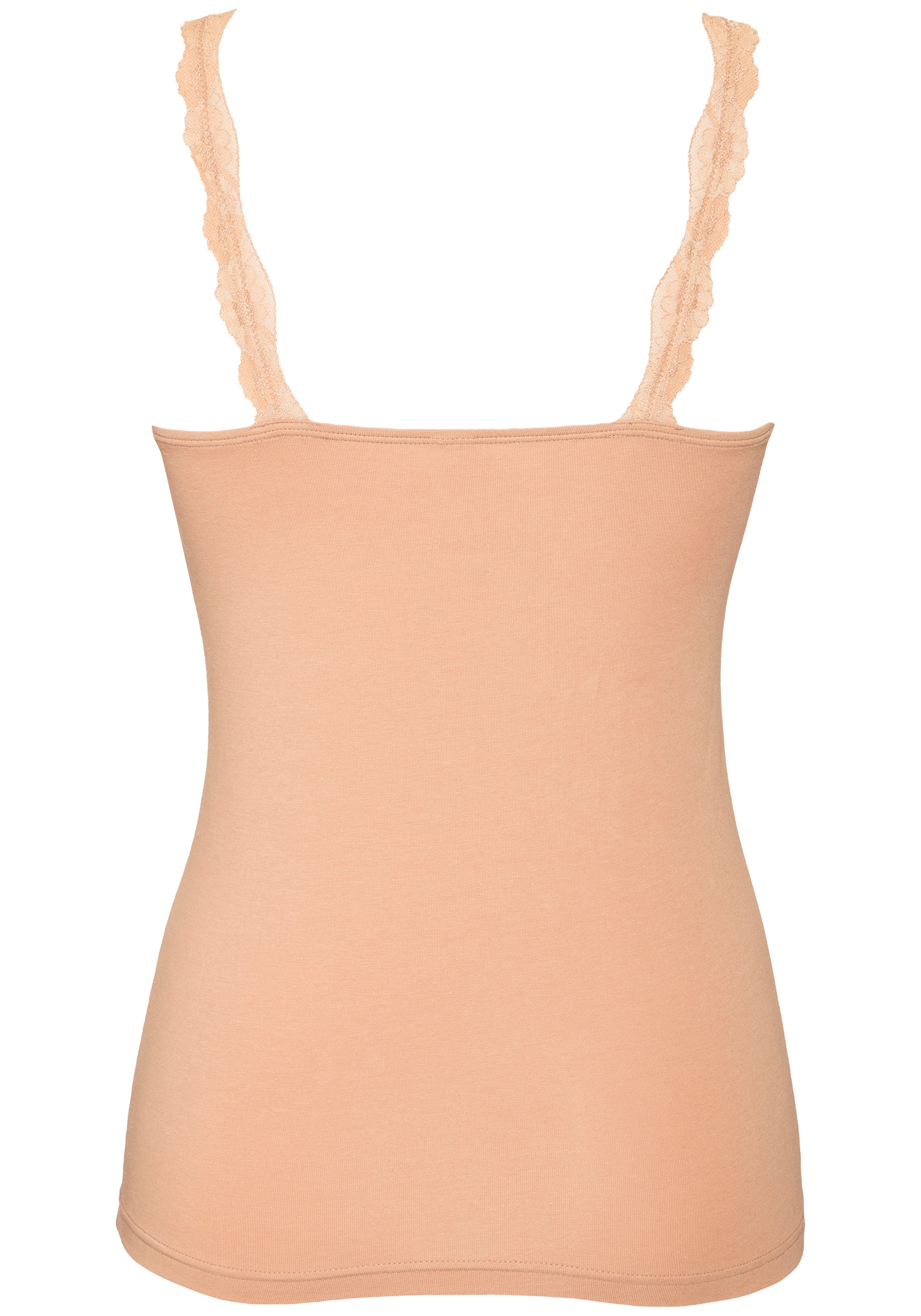 LASCANA Unterhemd 2er-Pack,  aus elastischer Baumwolle mit zarter Spitze, Spaghettiträger-Top