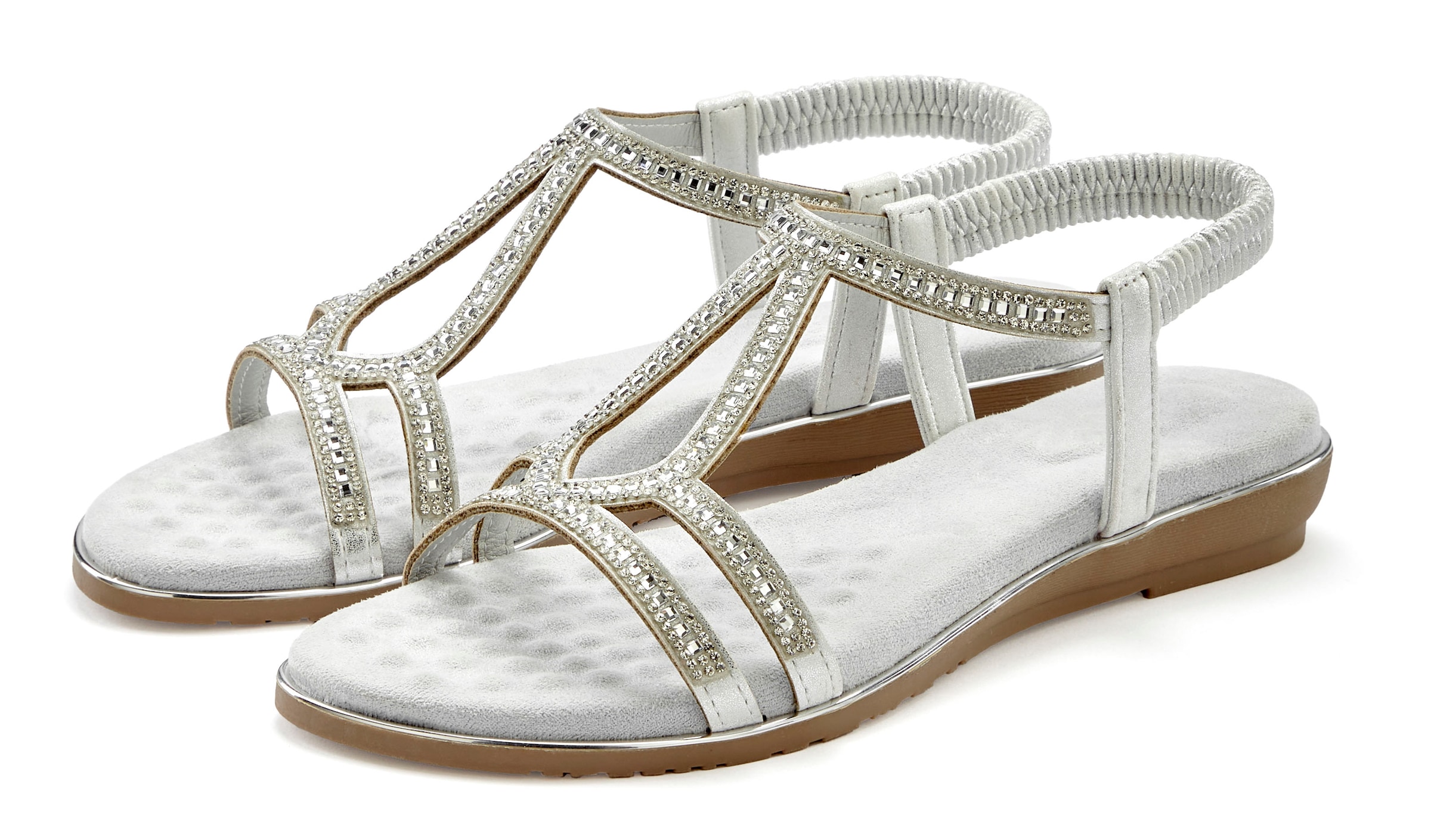 Vivance Sandale »Sandalette, Sommerschuh,«, mit Glitzer Verzierungen und elastischen Riemchen