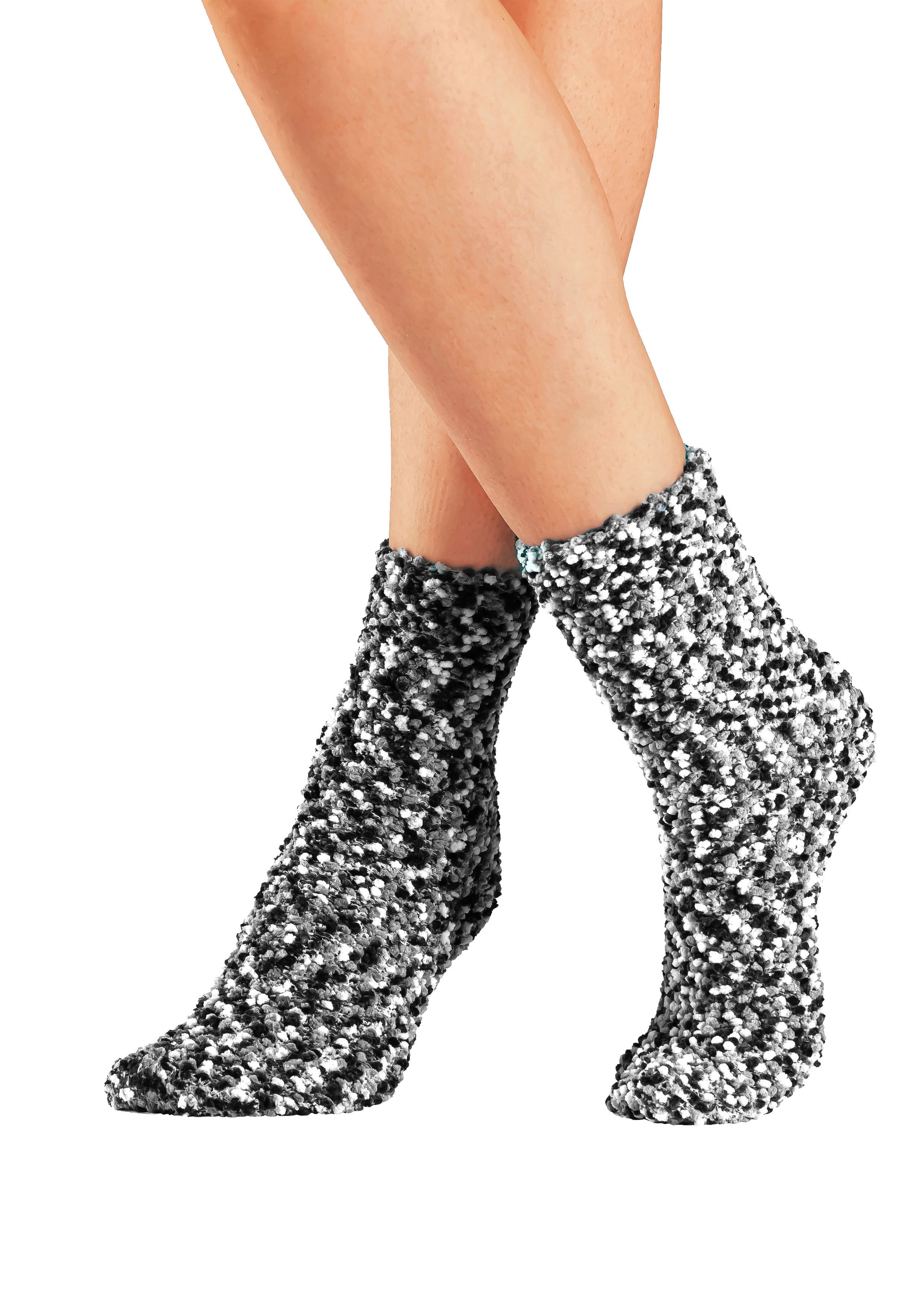 Lavana Kuschelsocken, (Packung, 5 Paar), Multifarbe Bettsocken mit weichem Noppengarn