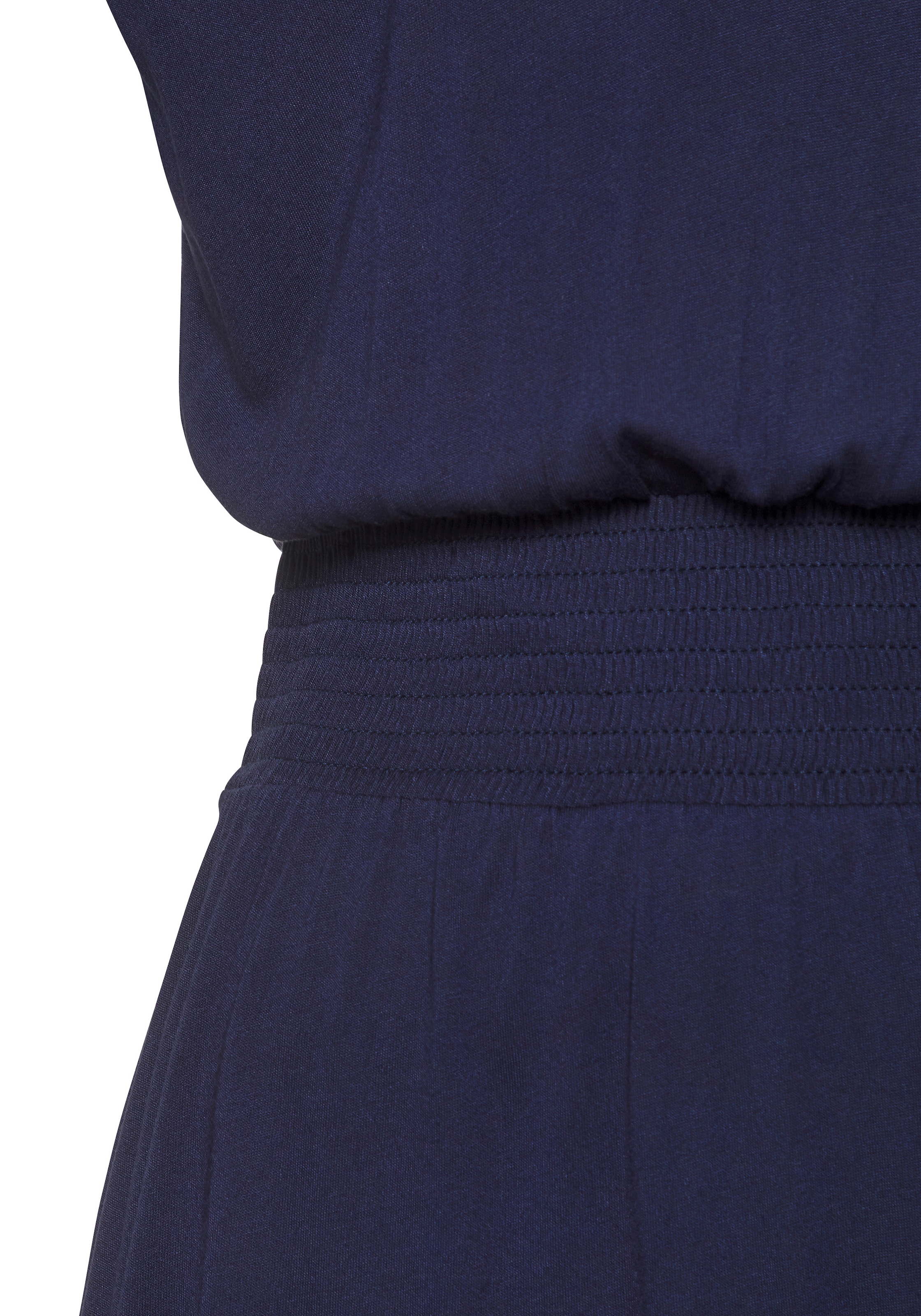 LASCANA Jerseykleid mit breitem Smokbund, kurzes Sommerkleid