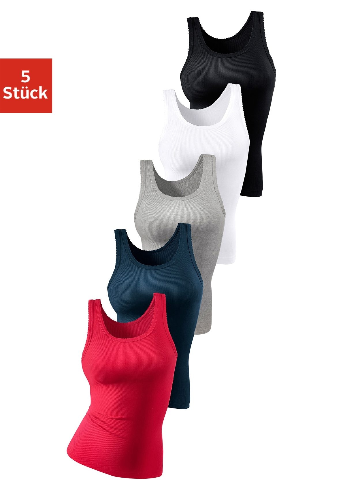 PETITE FLEUR Unterhemd, (5er-Pack), aus weicher Feinripp-Qualität, Tanktop, Unterziehshirt
