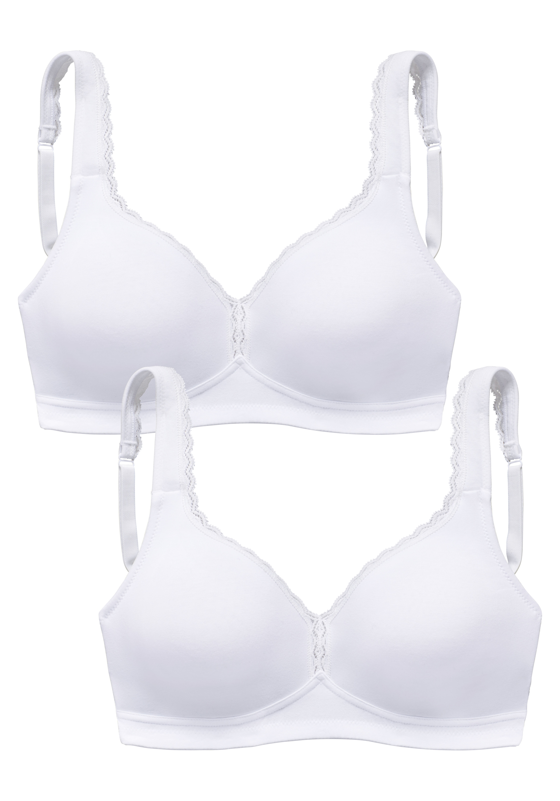 petite fleur by Lascana Entlastungs-BH », BH ohne Bügel, Baumwoll-BH« Packung,  mit breiten, leicht gefütterten Trägern, bequemer BH, große Größen