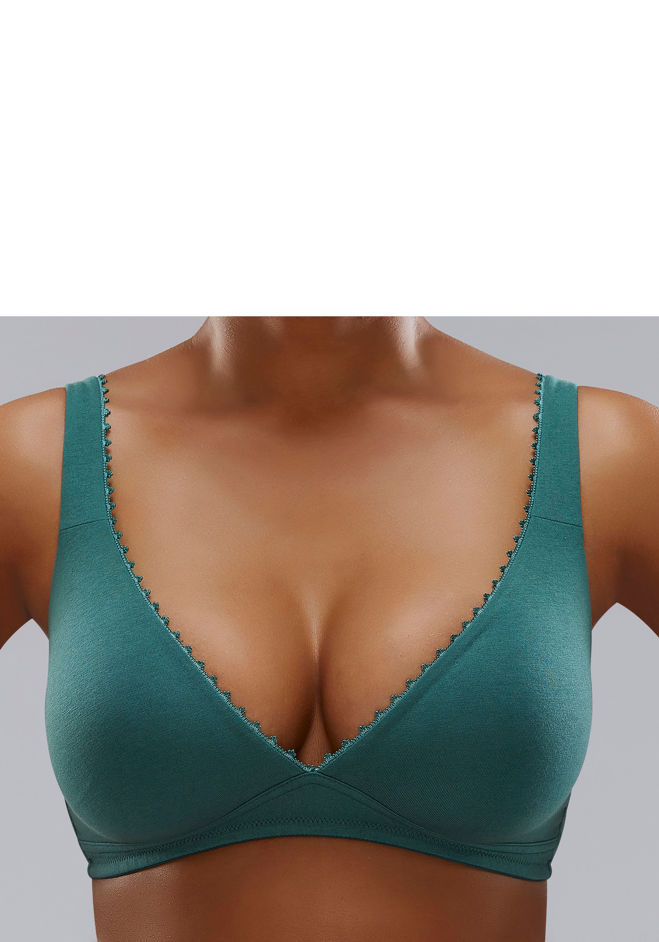 petite fleur Bralette-BH, ohne Bügel in High-Apex-Schnittform mit Zierborte, Basic Dessous