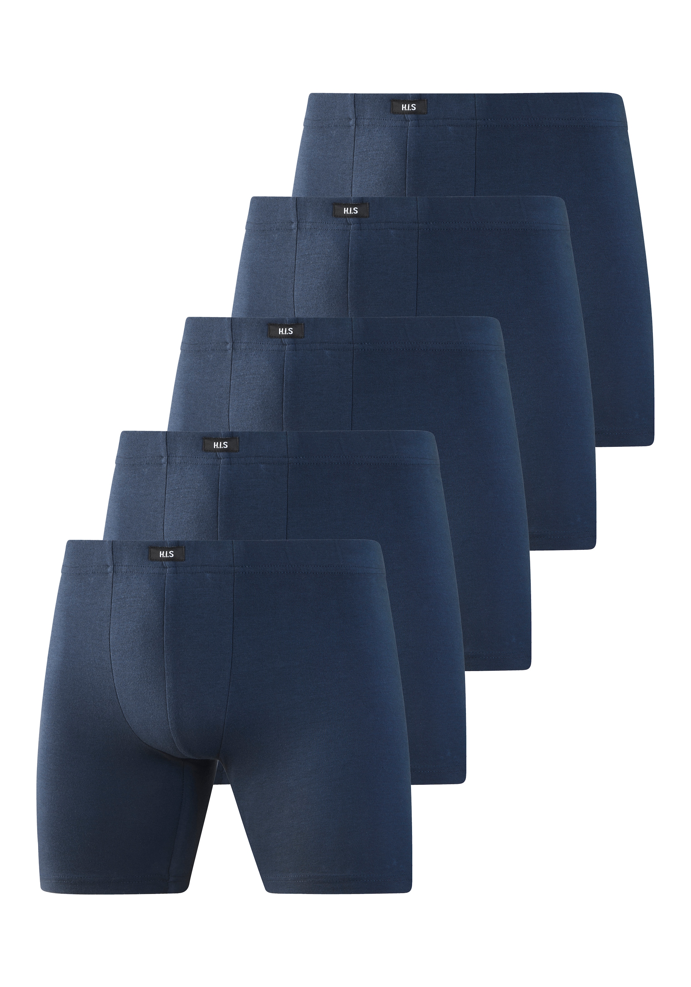 H.I.S Langer Boxer »Langer Boxer Boxershorts für Herren« Packung, 5 Stk. Boxershorts aus Baumwolle mit langem Bein, Logo am Bund