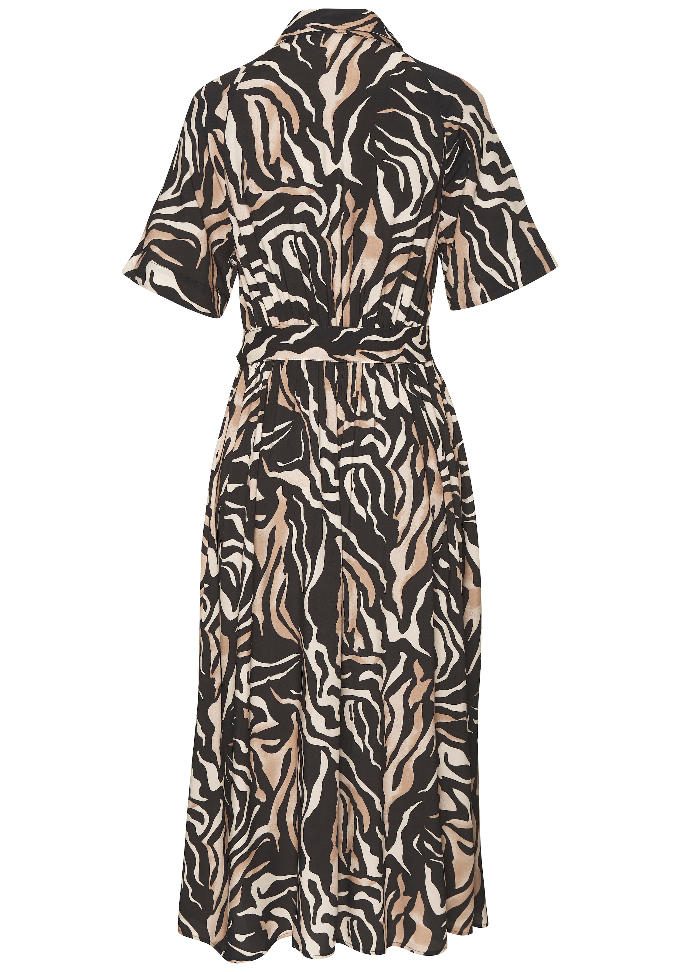 Vivance Hemdblusenkleid mit Bindegürtel,  Ohne Taschen kleiner Blusenkragen und Sommerlicher Alloverduck