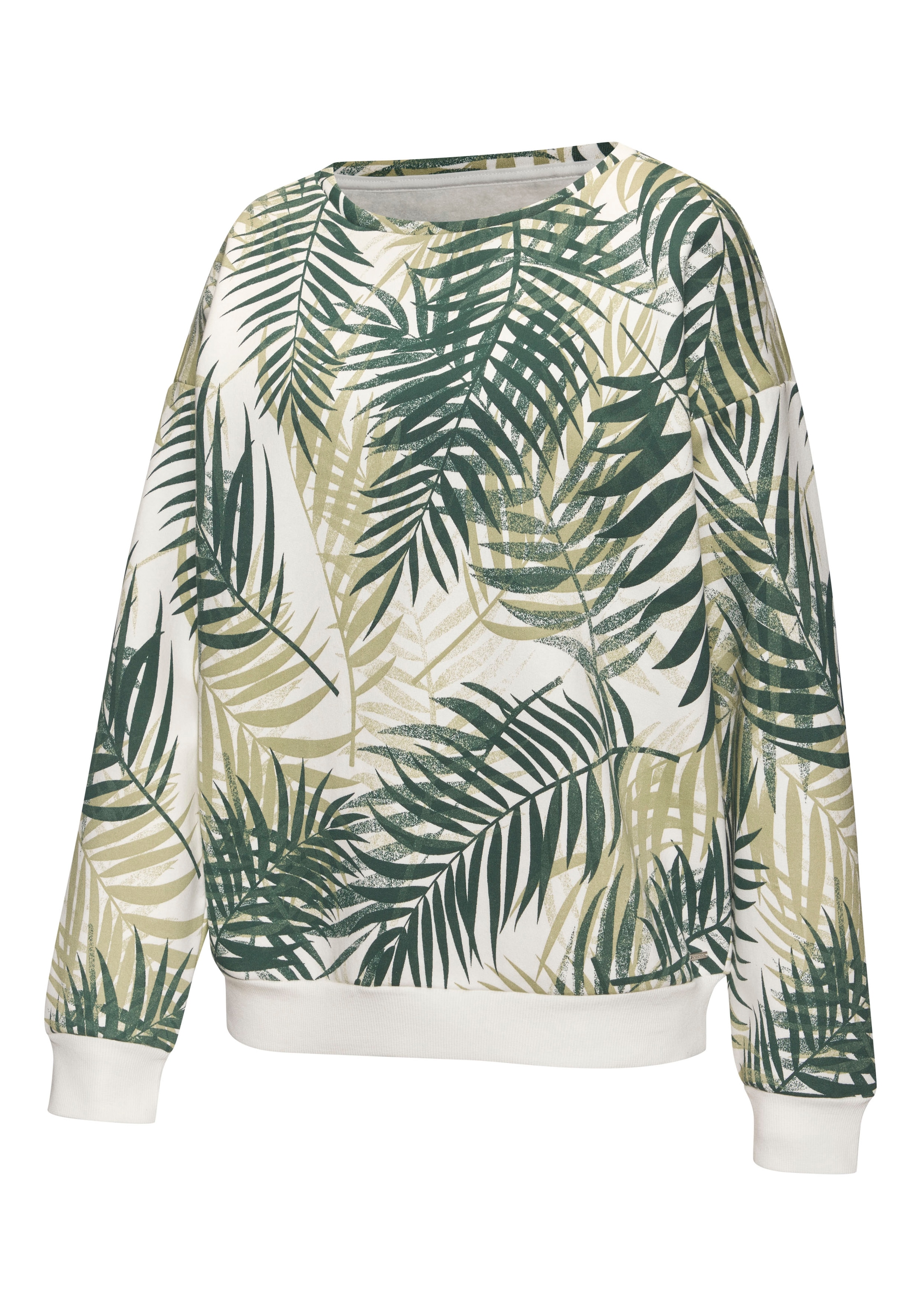 LASCANA Sweater, Loungeshirt mit Allover-Blätterdruck, Loungewear