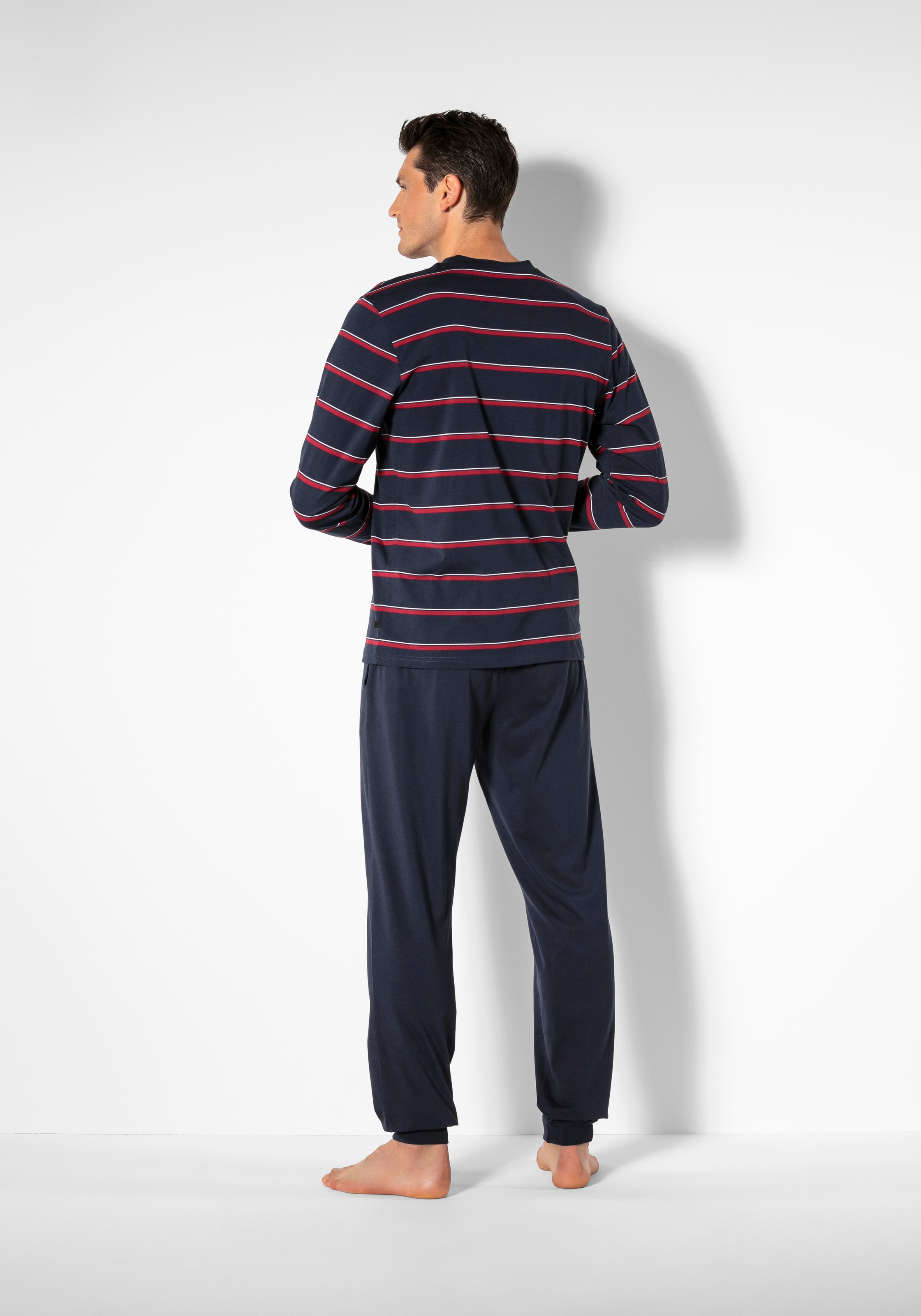 H.I.S Pyjama, (2 tlg., 1 Stück), Schlafanzug mit garngefärbten Streifen