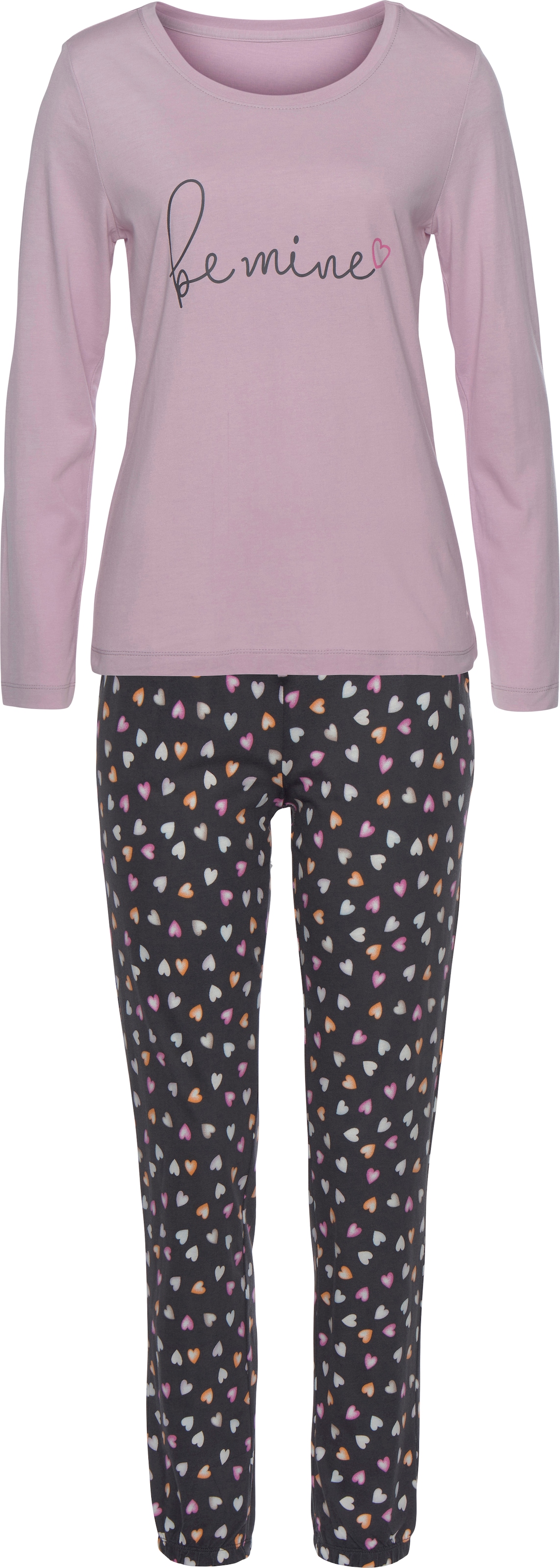 Vivance Dreams Pyjama, (Set, 2 tlg.), mit Herzchenprint