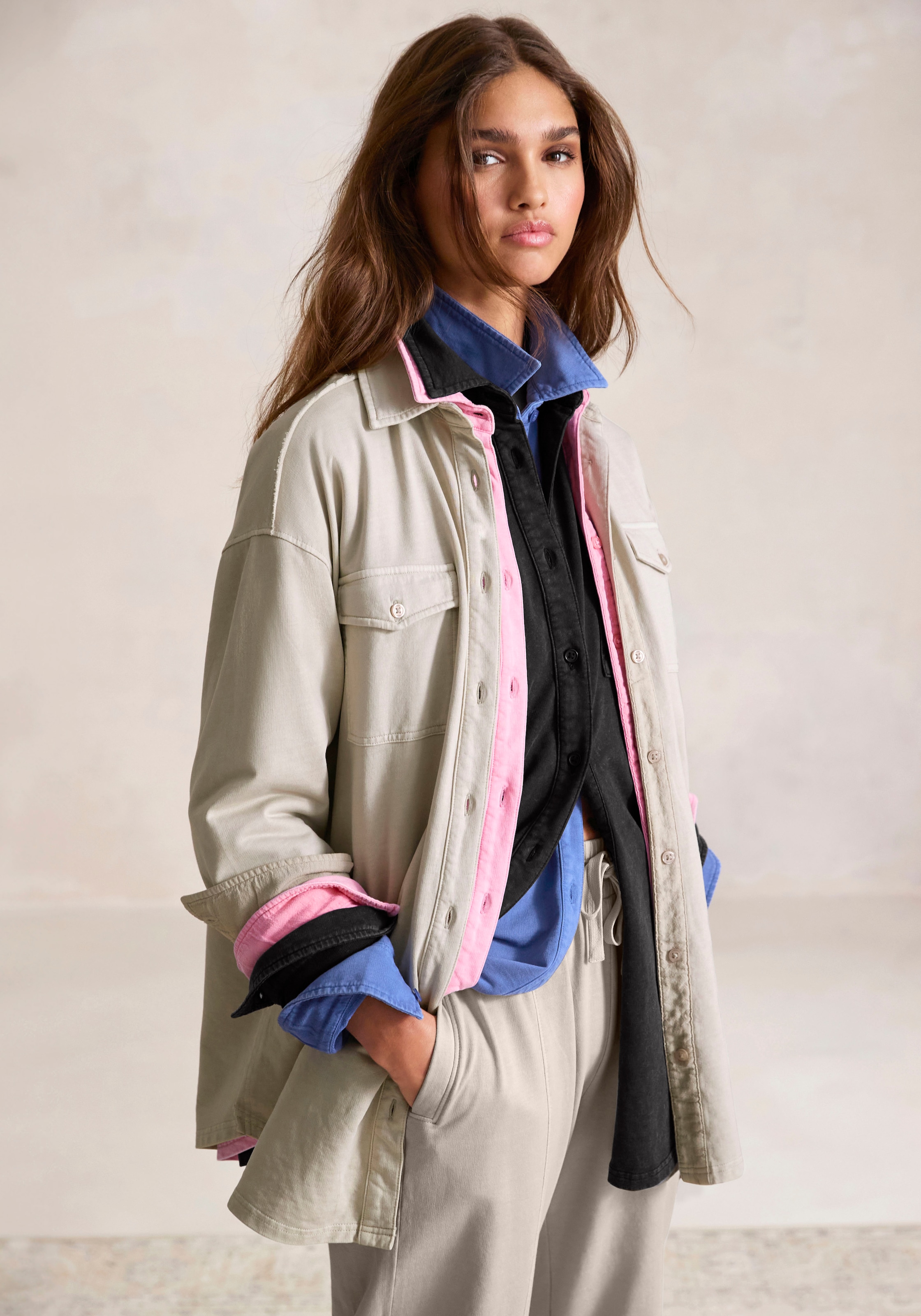 Buffalo Blusenshirt, Loungeshirt im Used-Look, Loungewear