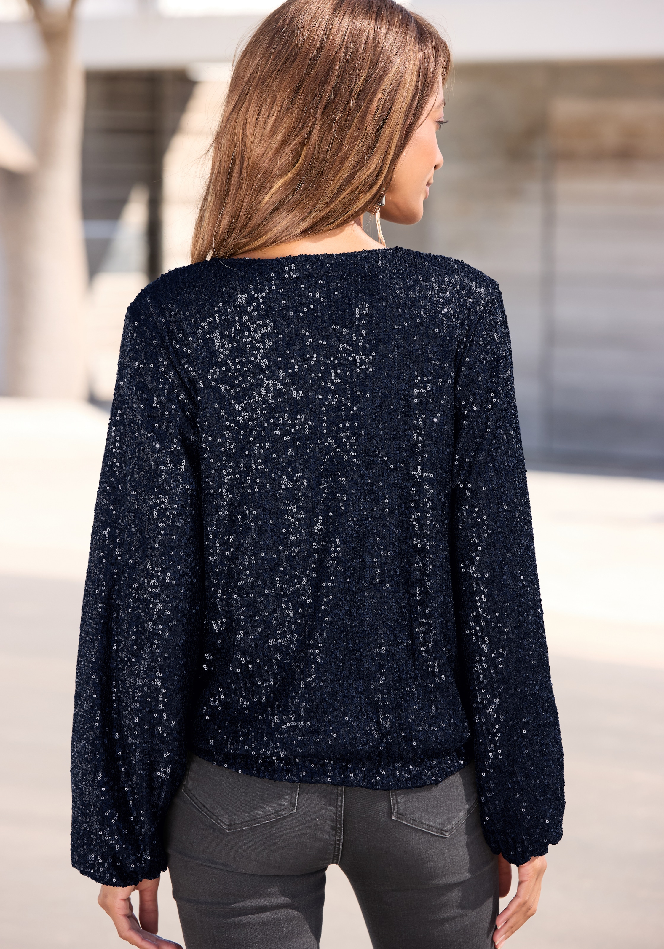 LASCANA mit Pailletten, festliche Bomberjacke, Paillettenjacke in Navy