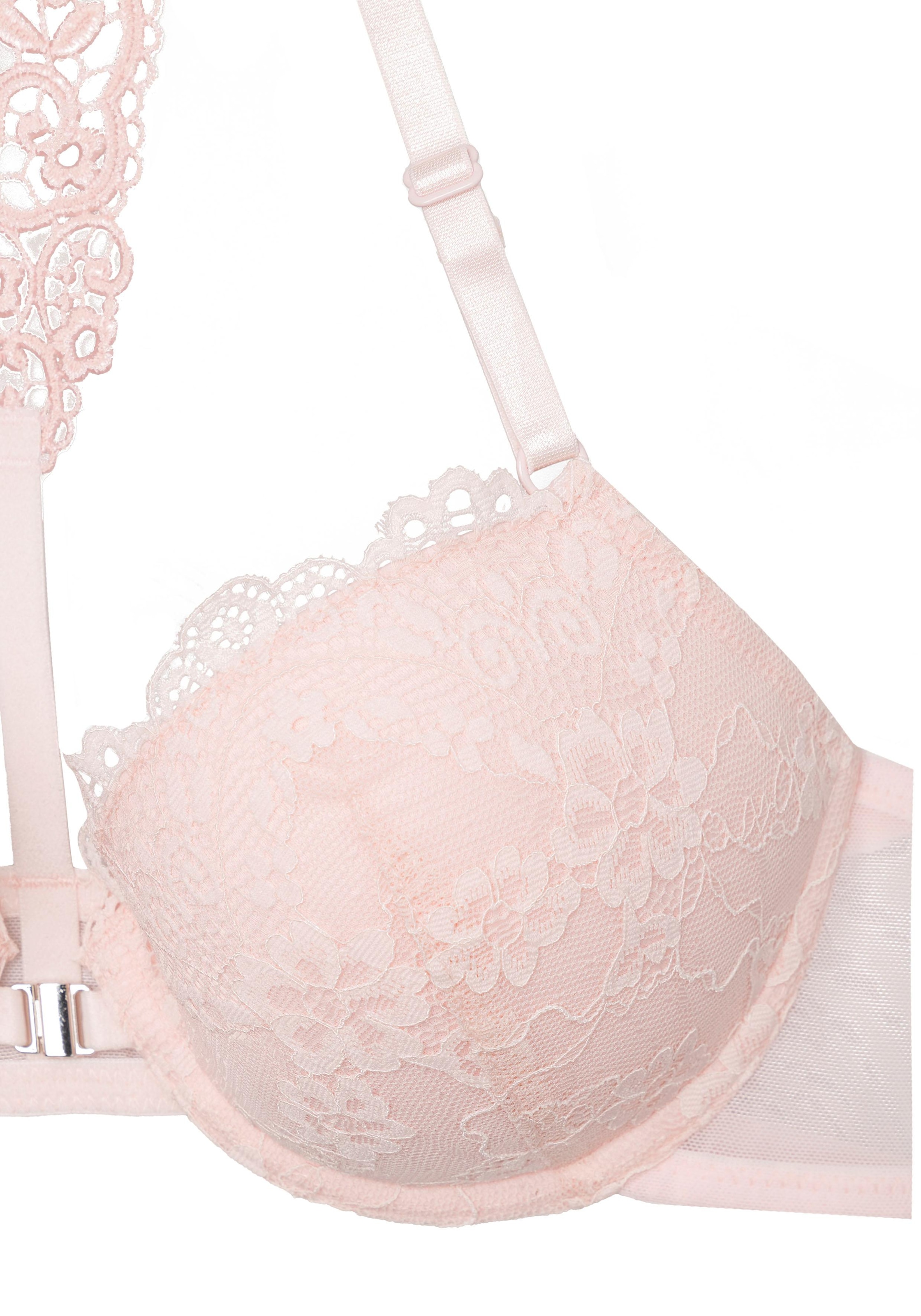 LASCANA Push-up-BH »Melissa«, mit Vorderverschluss & Spitzenrücken aus Stickerei, Dessous