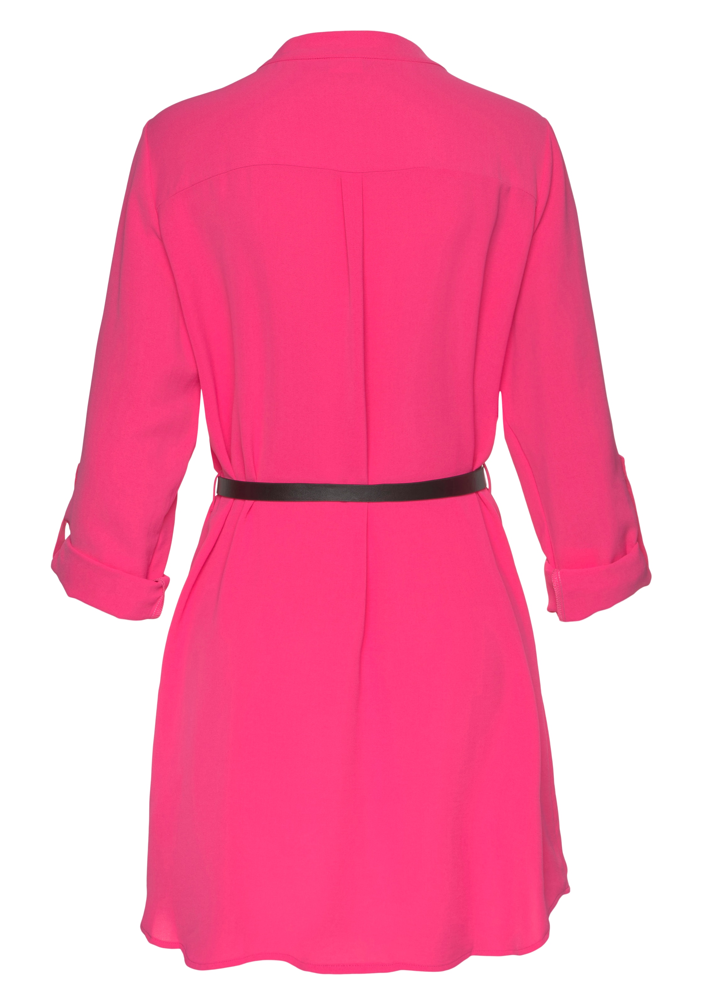 LASCANA Longbluse, (mit Gürtel in Lederoptik), aus gekreppter Ware, lockeres Blusenkleid, elegant-chic